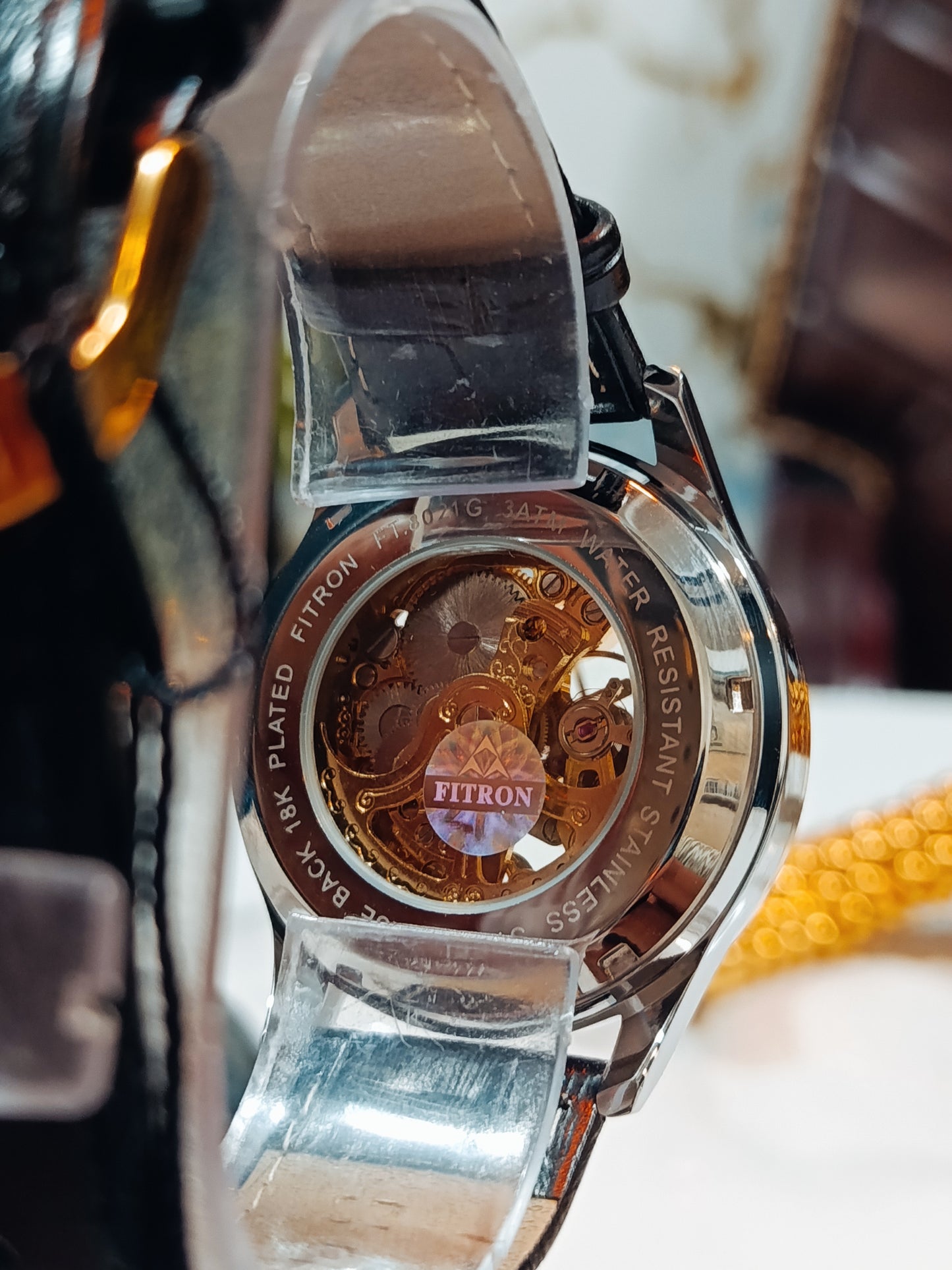 Fitron Automatic Men's Black Leather Strap Watch FT8021G