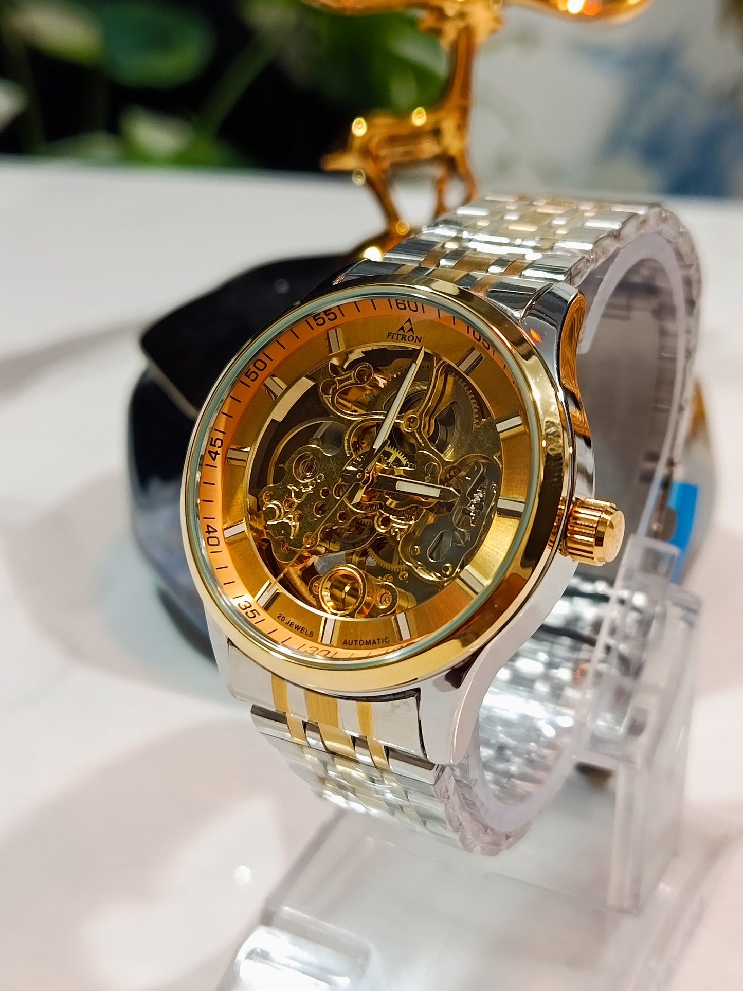 Fitron Double Tone Skeleton FT8021G Men's Watch