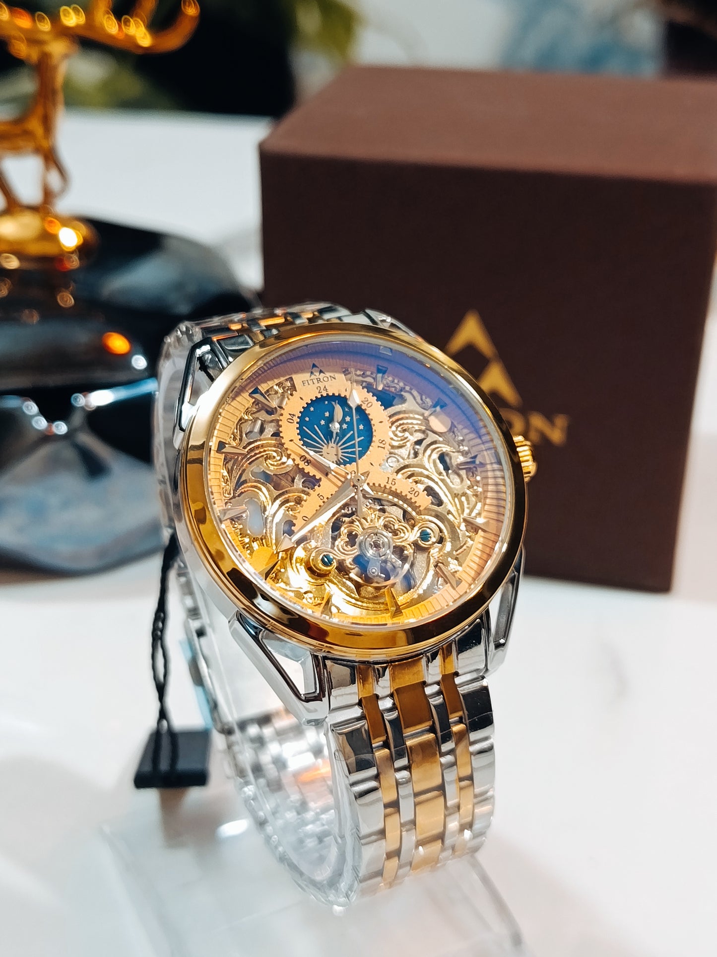 Fitron Automatic Moonphase FT.8065G Men's Watch yellow Gold Dial