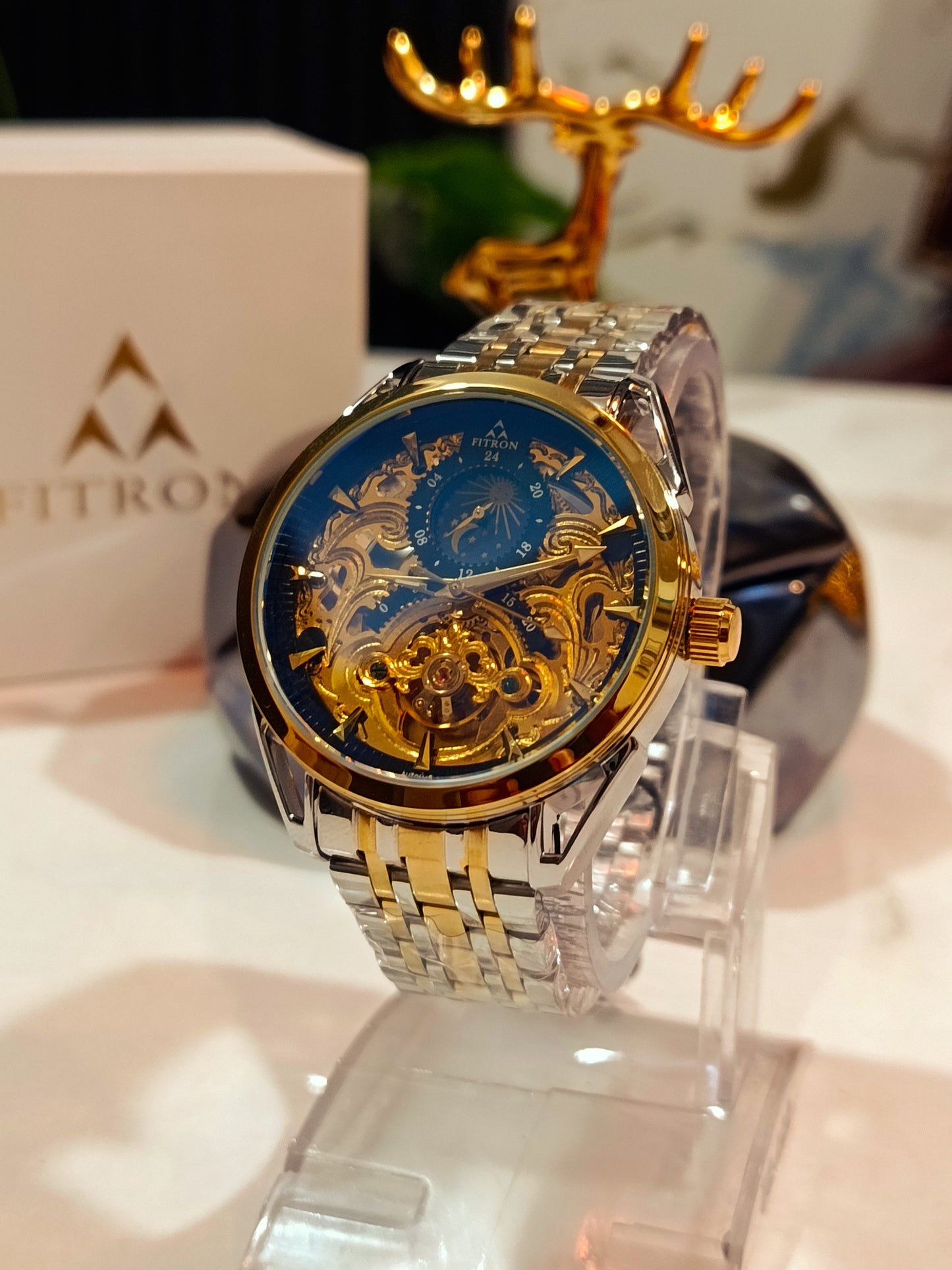 Fitron Automatic Mens FT.8849G black Dial Moonlight Watch