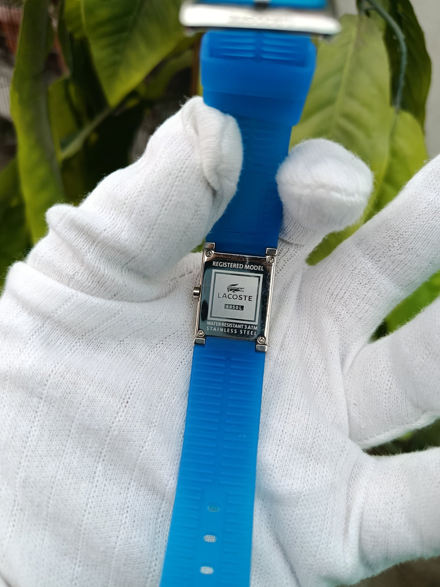 Lacoste Women’s Watch (Square Case, Blue Rubber Strap)