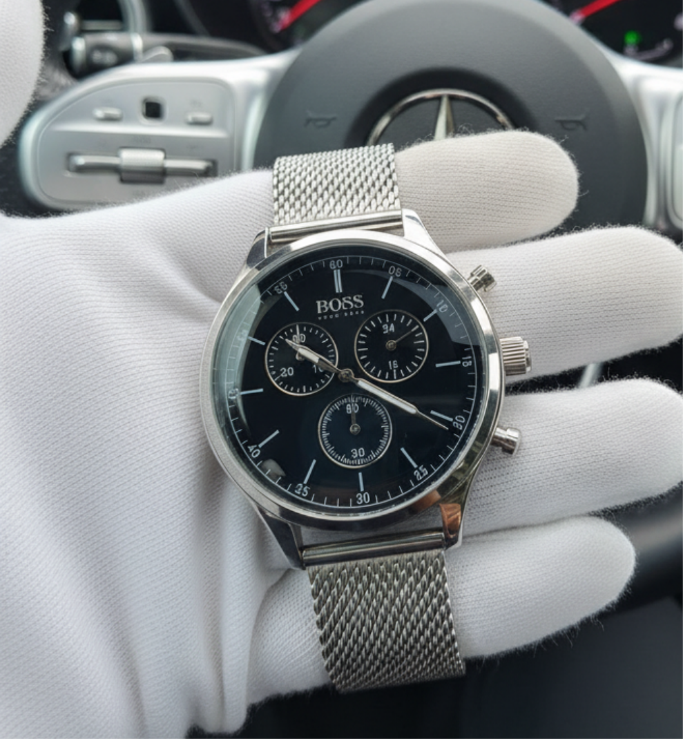 Hugo Boss Men’s Quartz Stainless Steel Black Dial 44mm Watch 1513548