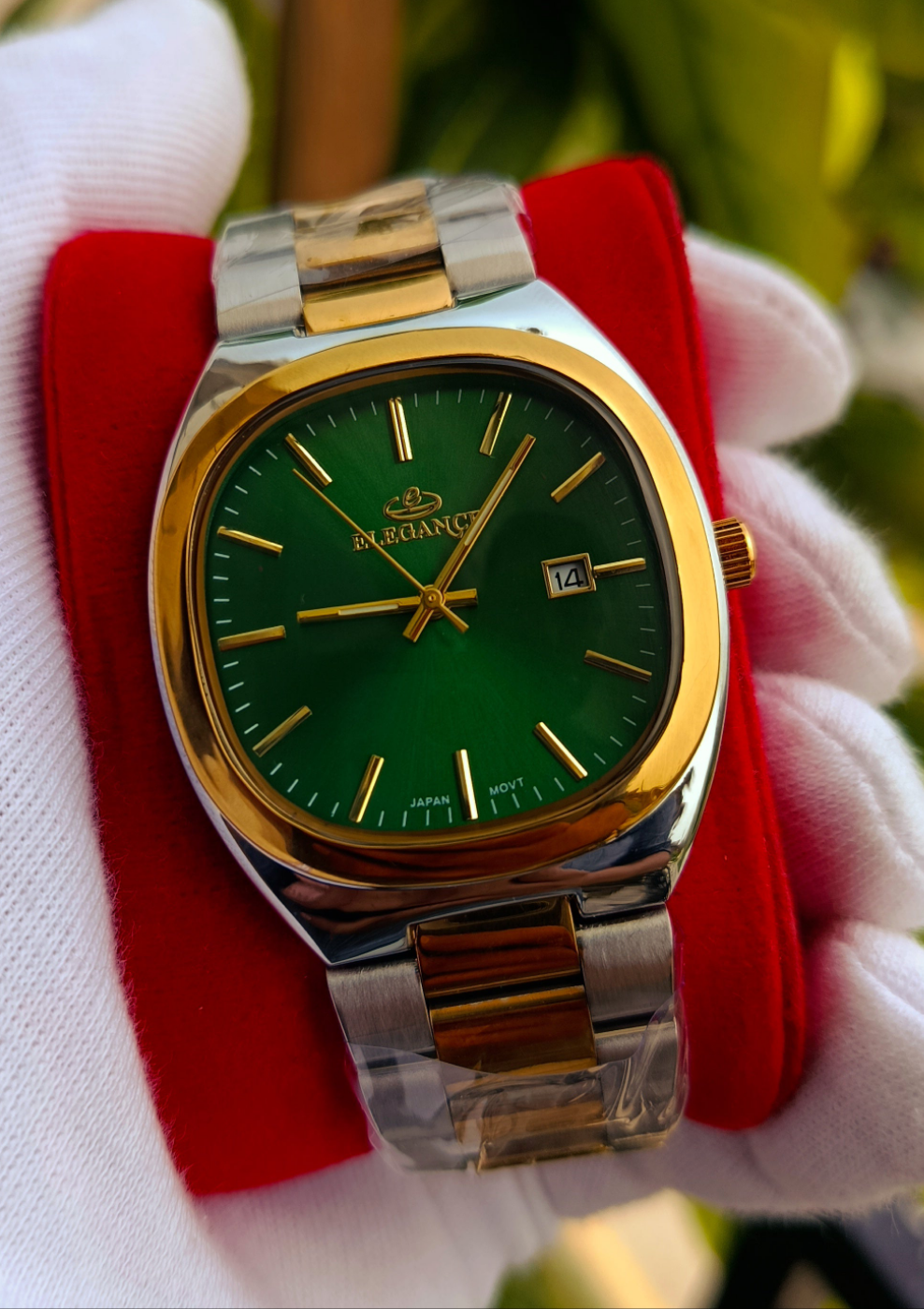 Elegance Double Tone Hulk Green Dial Men's Watch