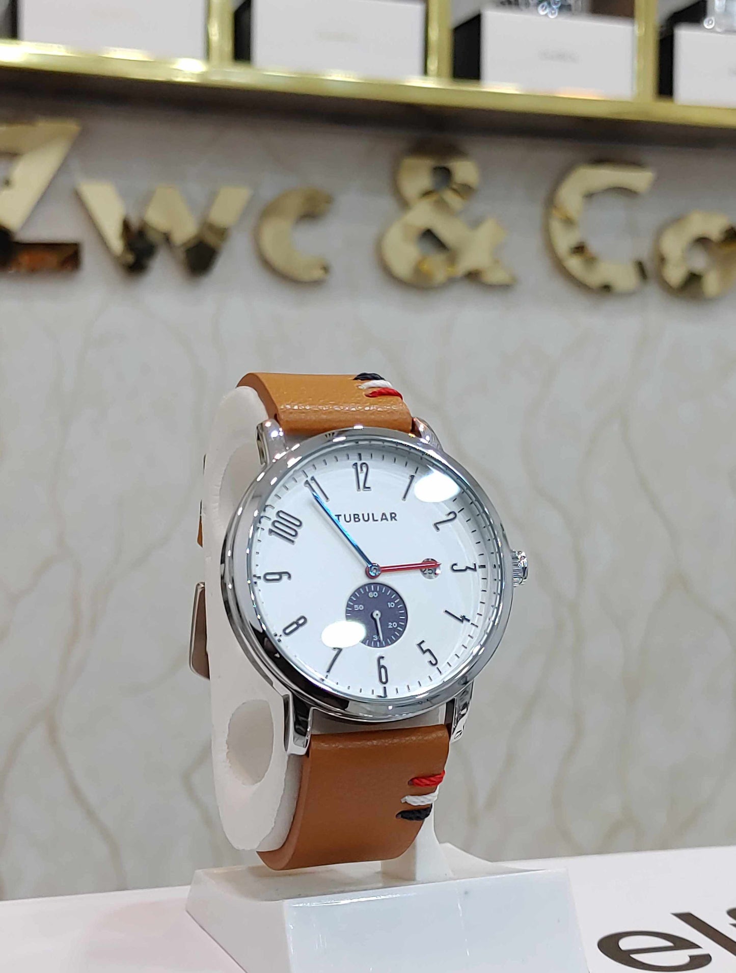 Tubular Watch Down Second Date For Men Leather Strap