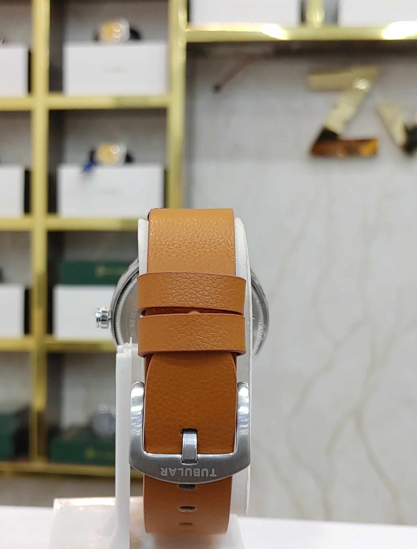 Tubular Watch Down Second Date For Men Leather Strap