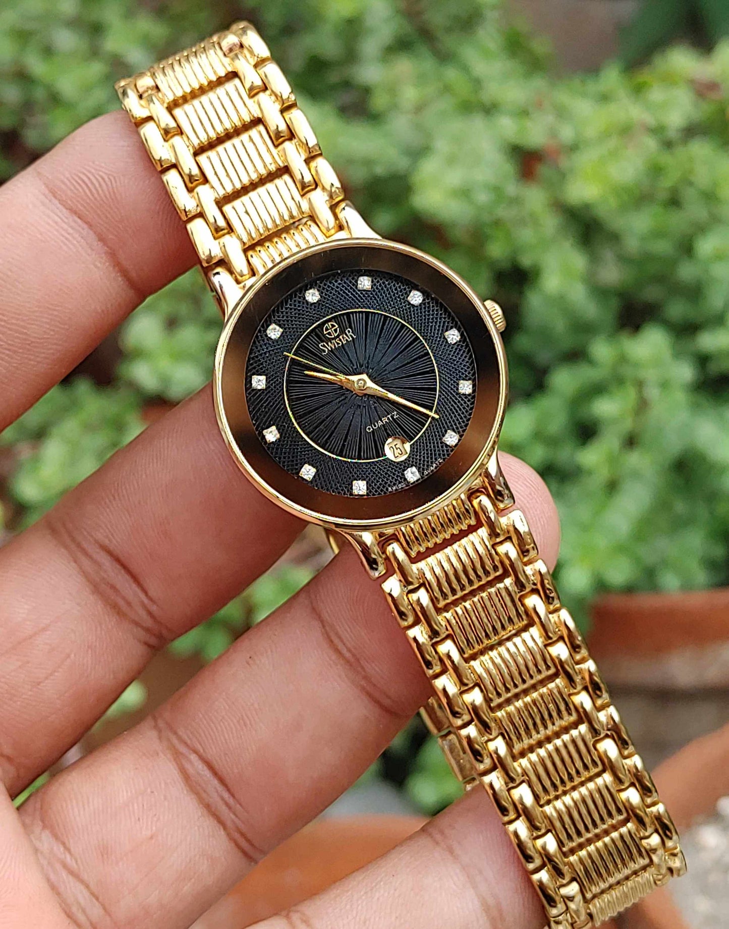 Swistar 18k Gold Plated 34mm Watch Unisex