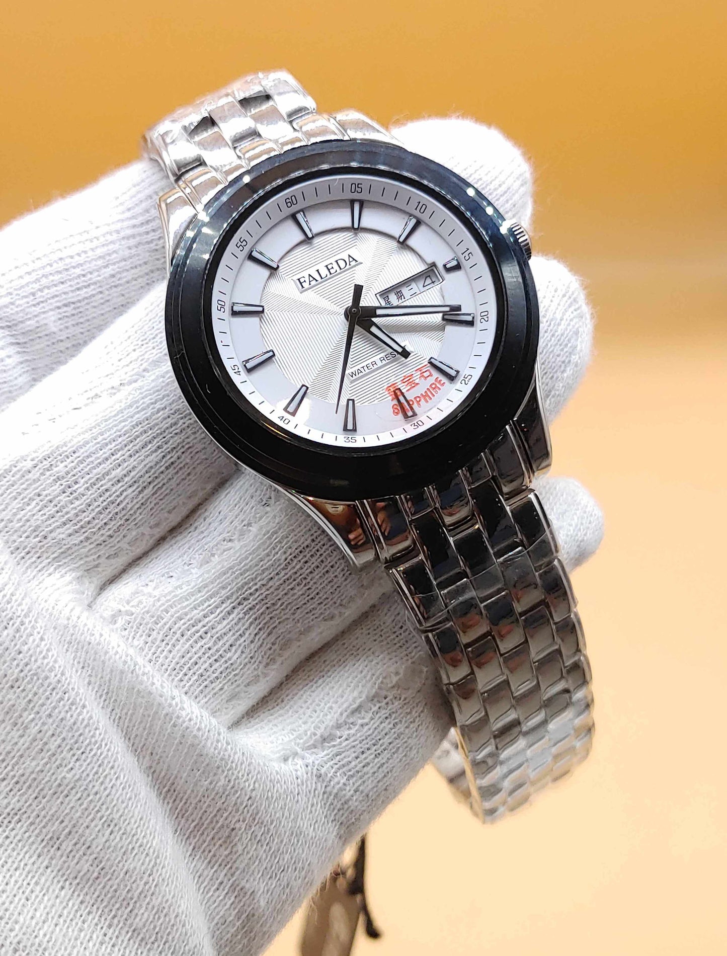 Faleda Sapphire Bazel Coated Watch For Men