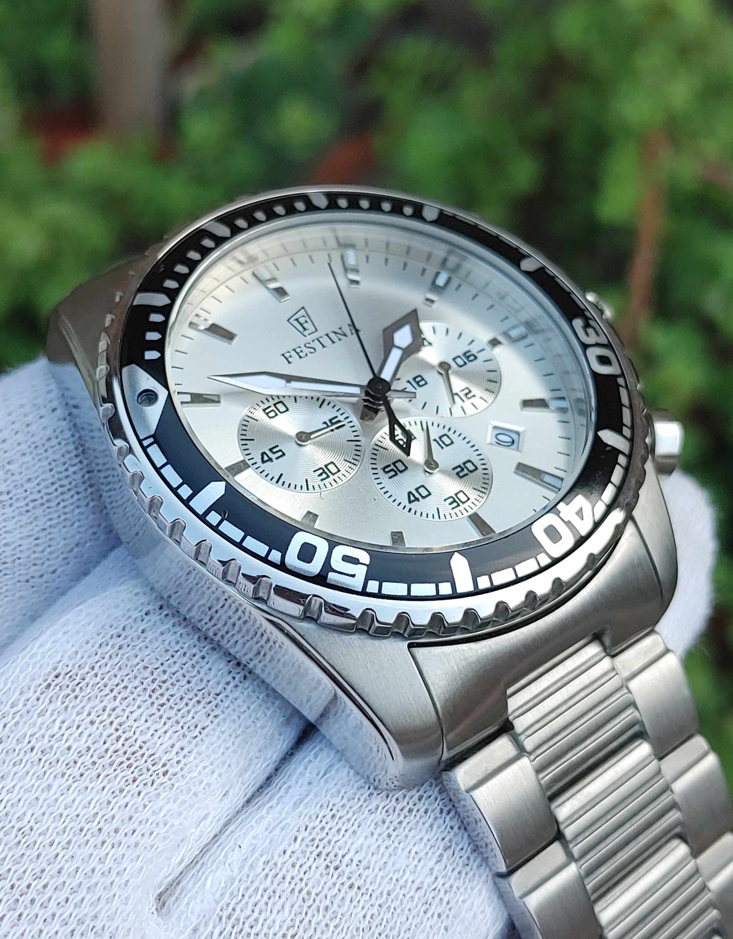 Festina 44mm Solid Stainless Watch For Men Chornograph