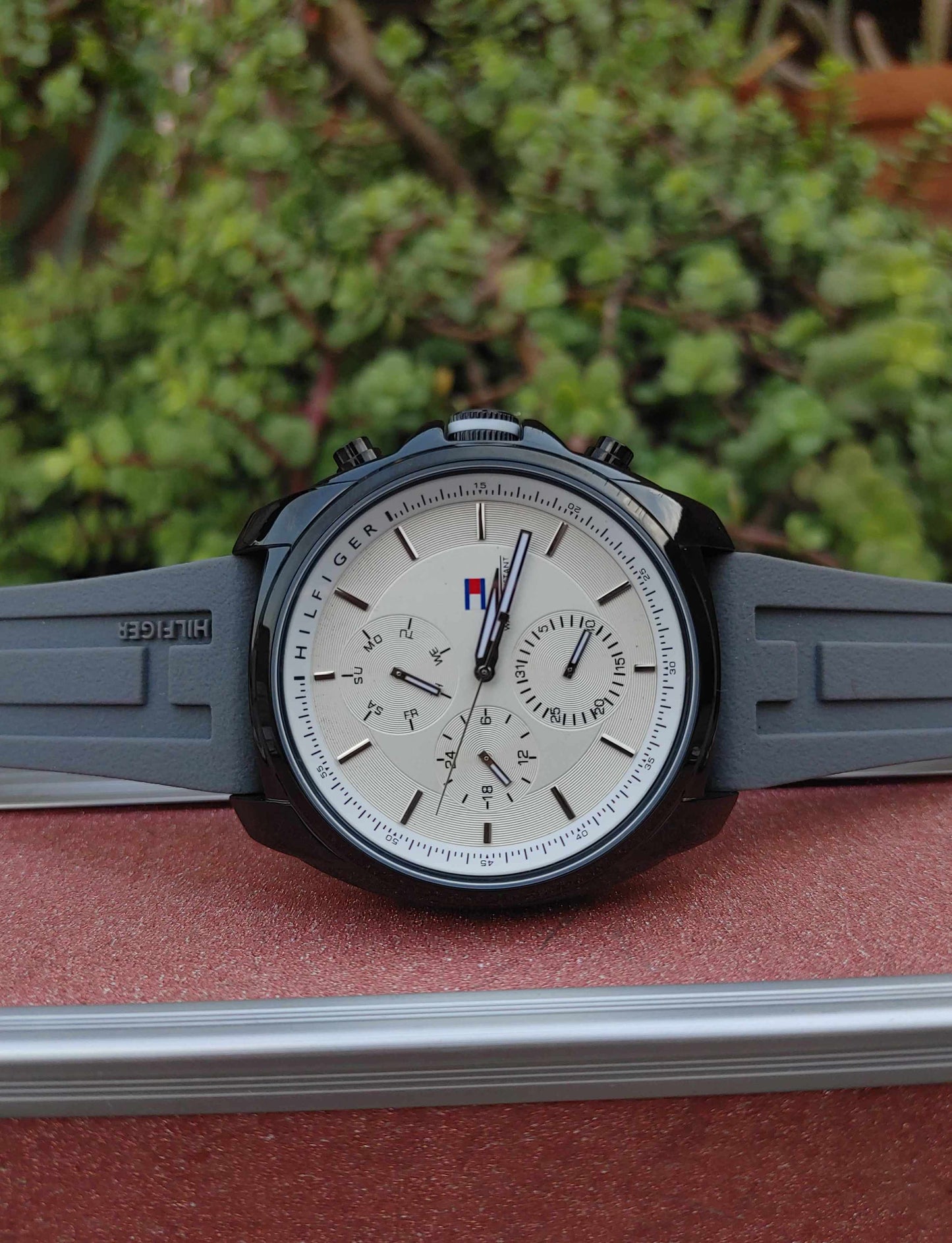 Tommy Hilfiger Grey Rubber Strap Watch For Men