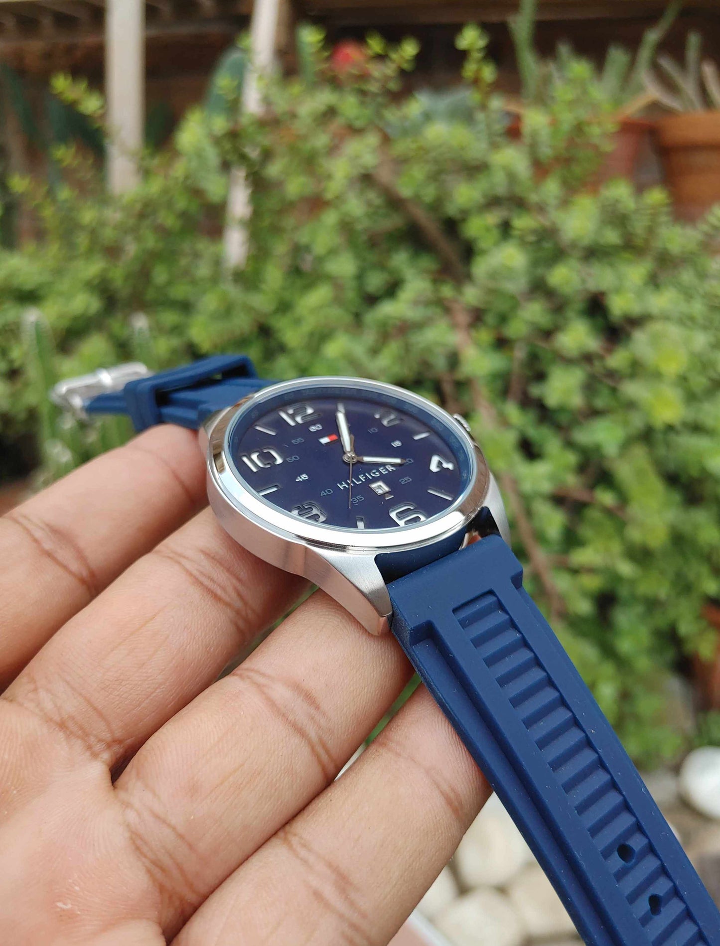 Tommy Hilfiger Rubber Strap Stainless Steel Case Watch For Men