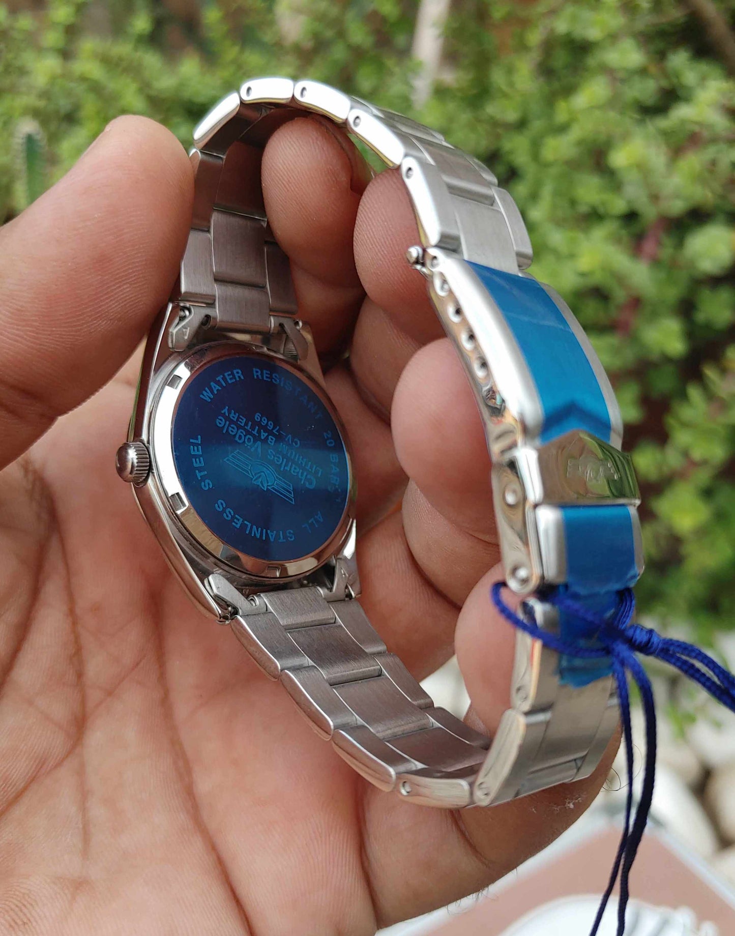 Charles Vogele Blue Dial Stainless Steel Watch For Men