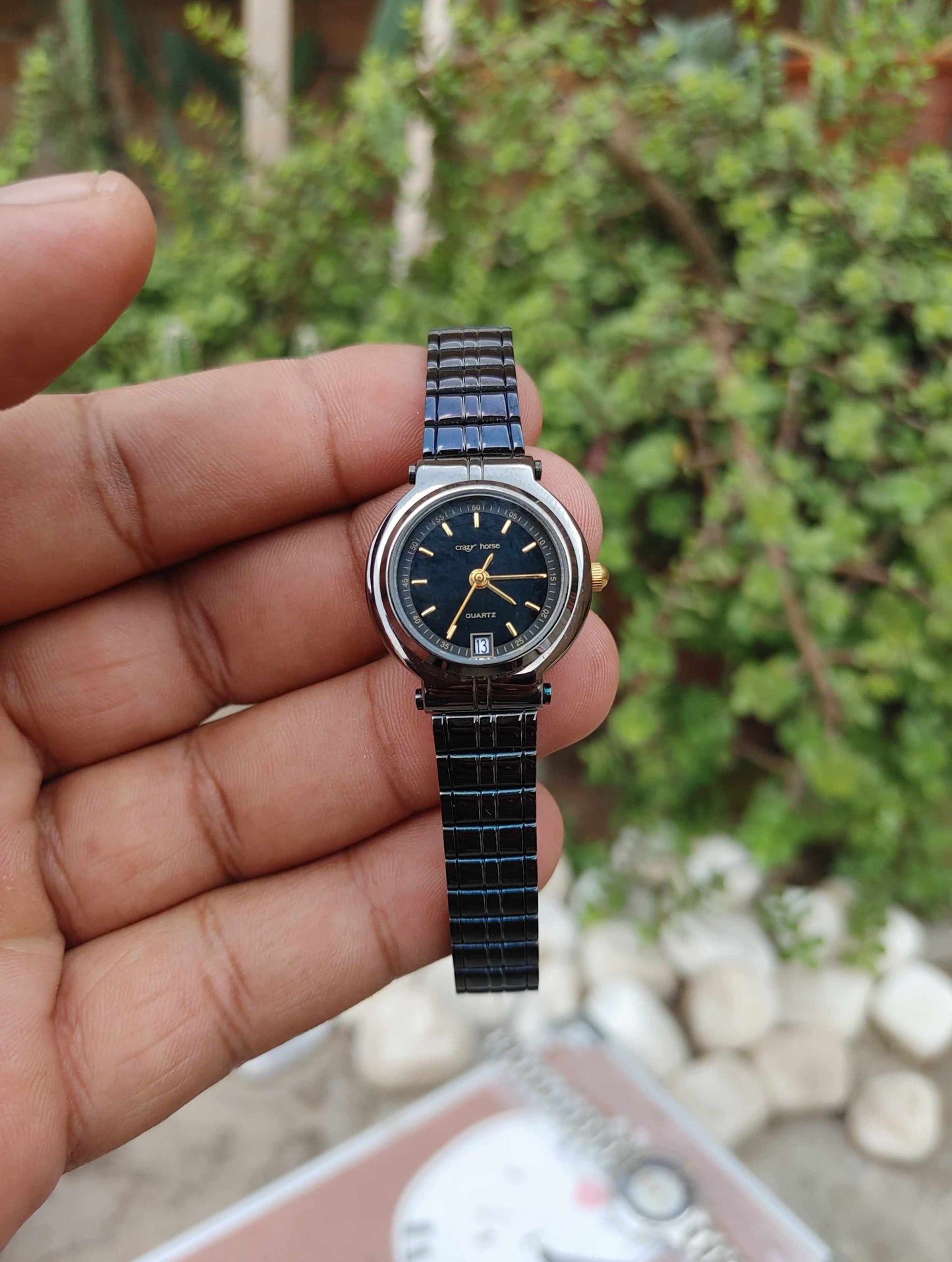 Crazy Horse Black Stainless Steel Watch For Women