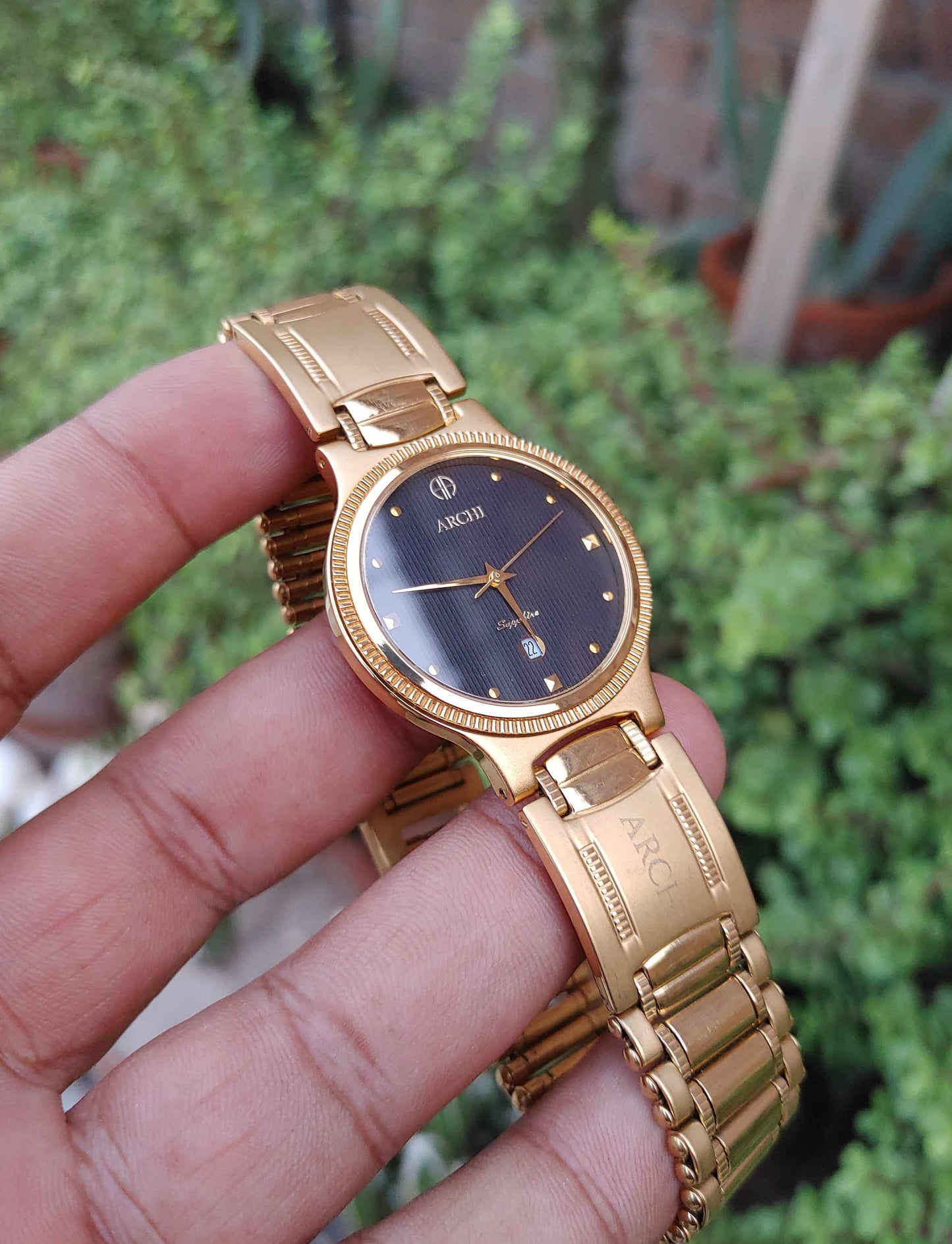 Archi Swiss Eb 22k Gold Plated Watch For Men