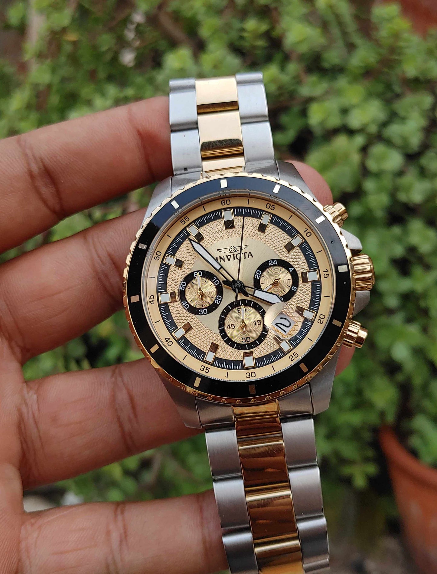 Invicta Yellow Gold Dial Stainless Steel 44mm Dial
