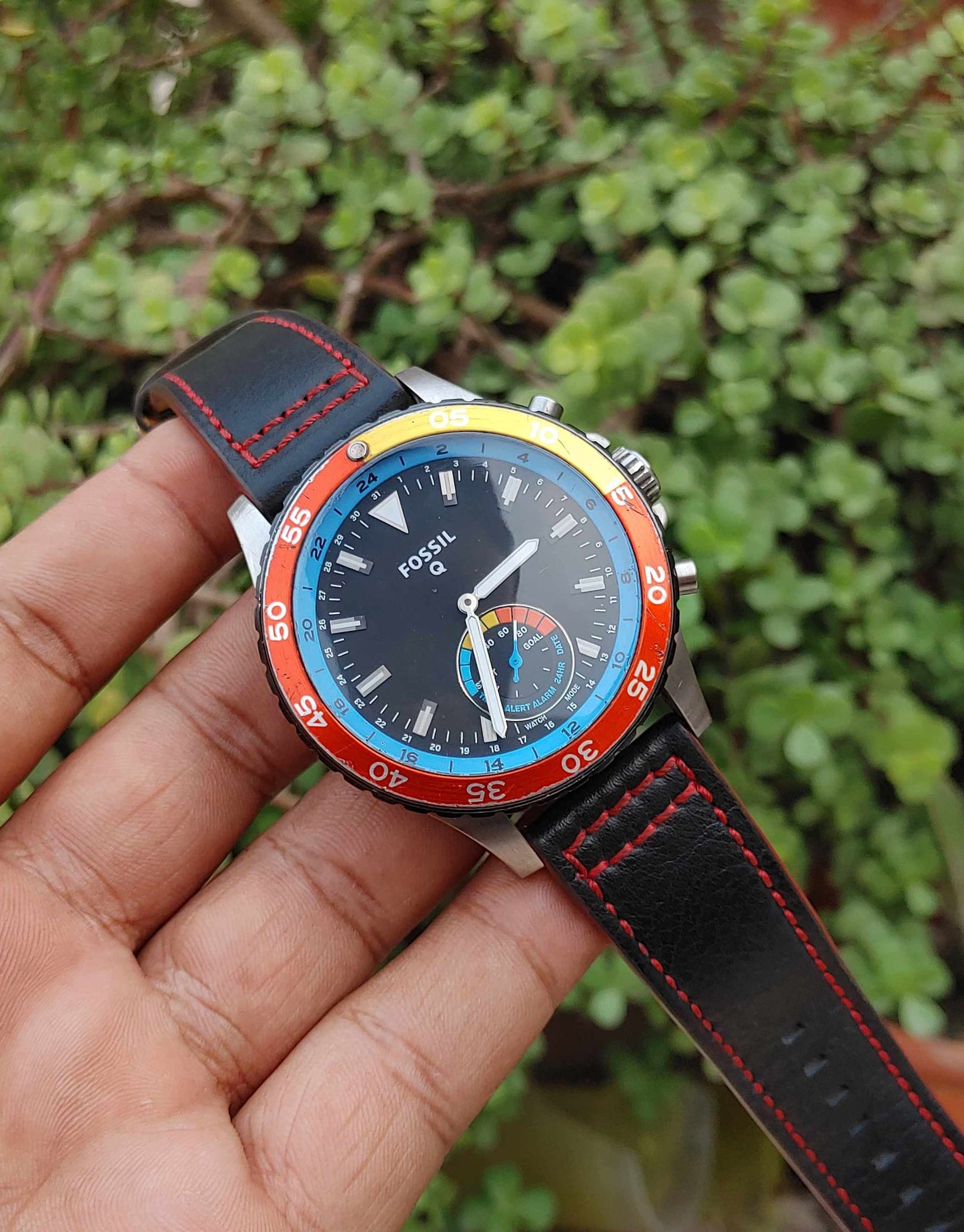 Fossil Hybrid Leather Strap Wrist Watch for Men