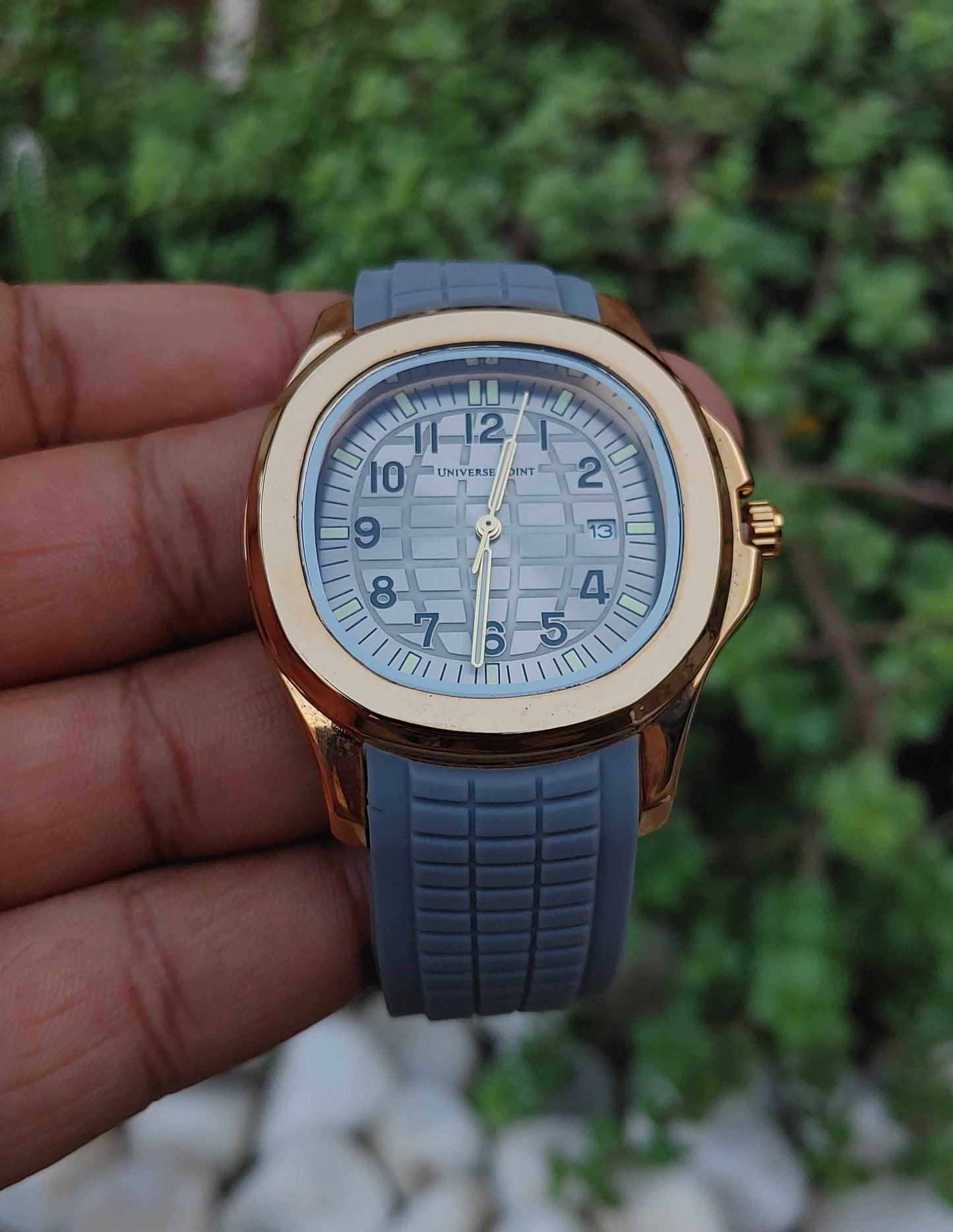 Universe Point Golden Case Watch for men Number Digits Dial