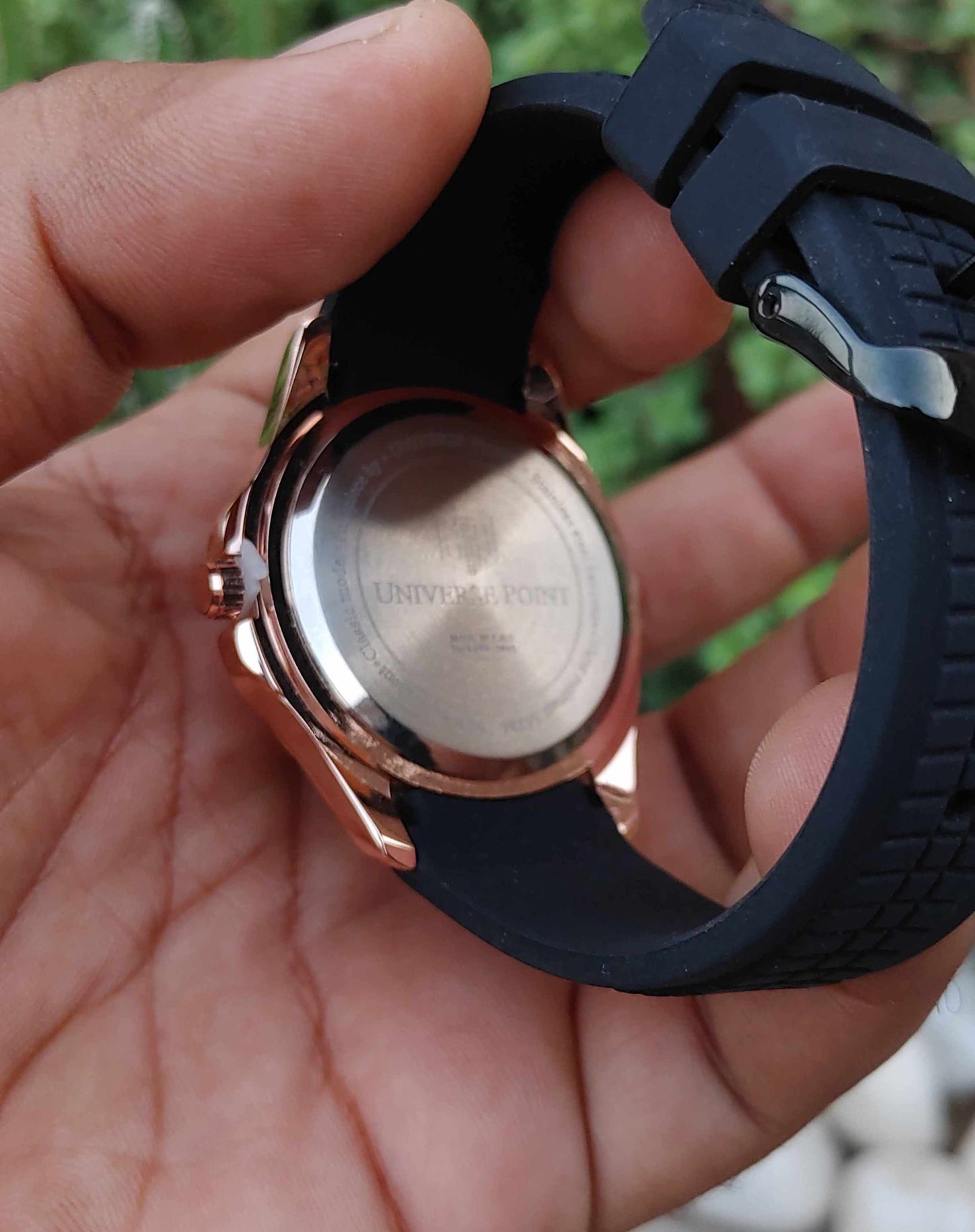 Universe Point Black Rubber Strap Metal Case 40mm Watch for Men