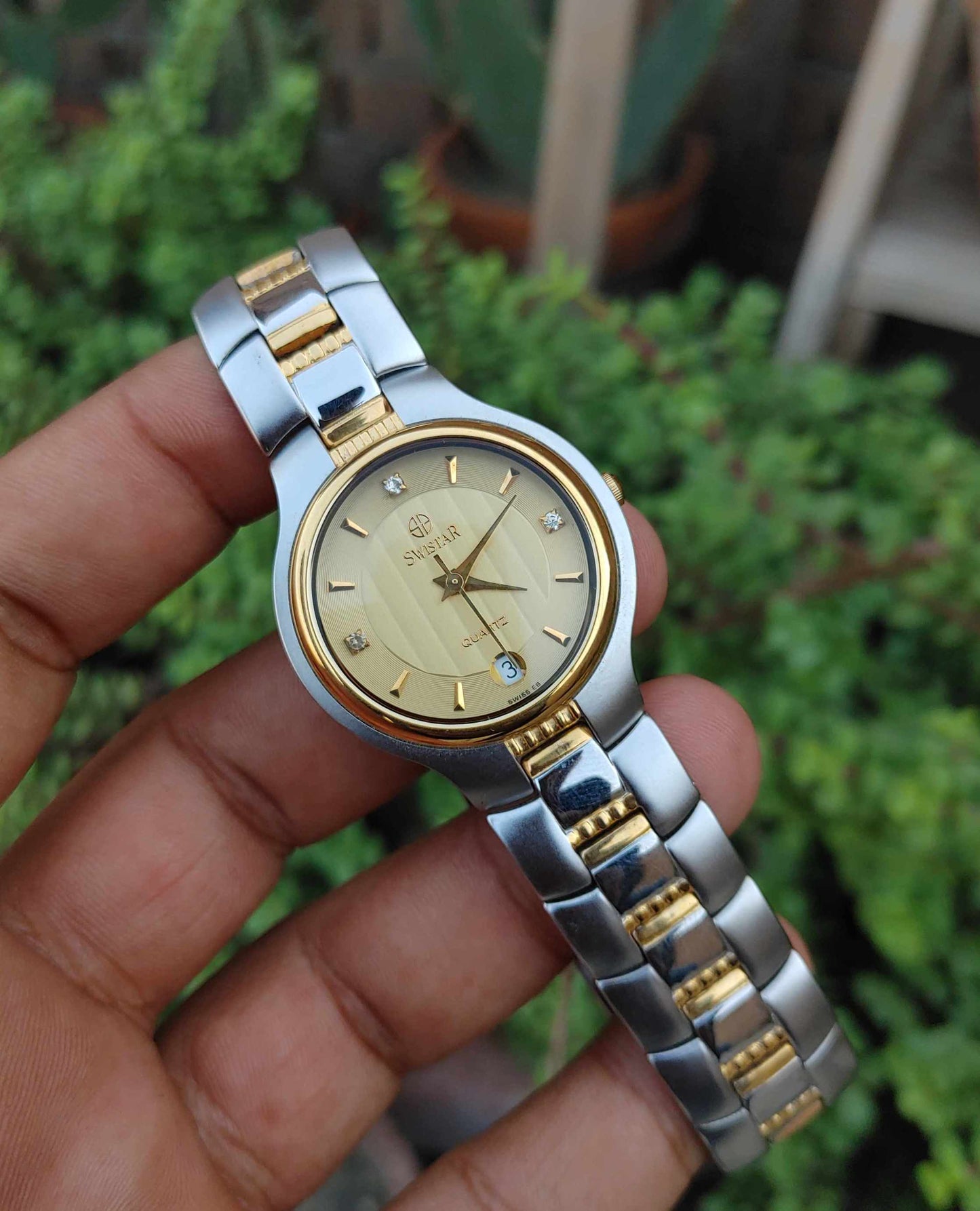 Swistar 18k Gold Plated Watch For men in Yellow Gold Dial