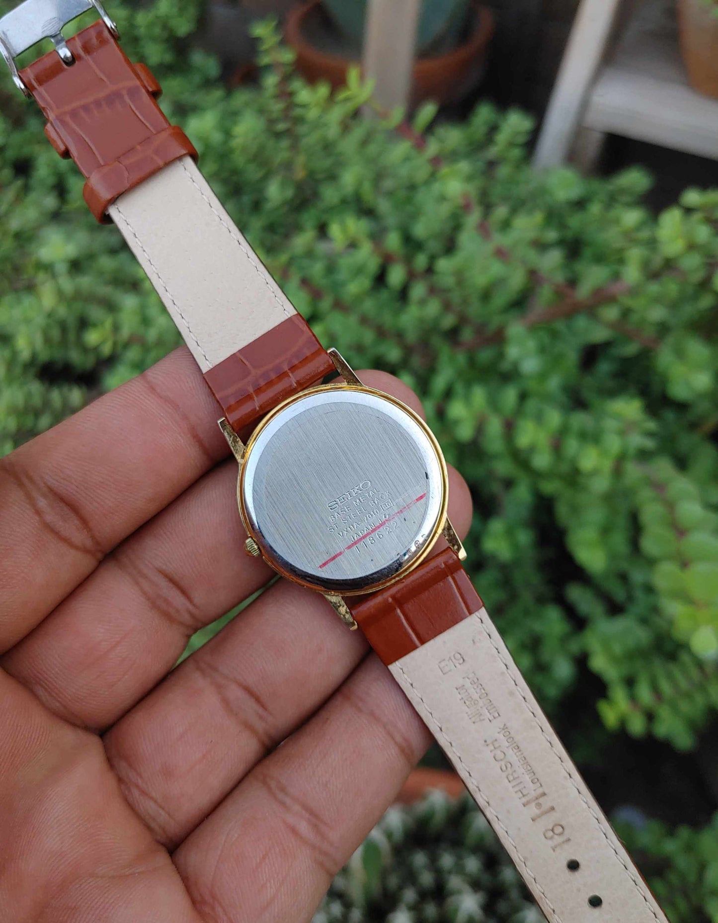 Seiko Vintage Brown Leather Strap Wrist Watch For Men