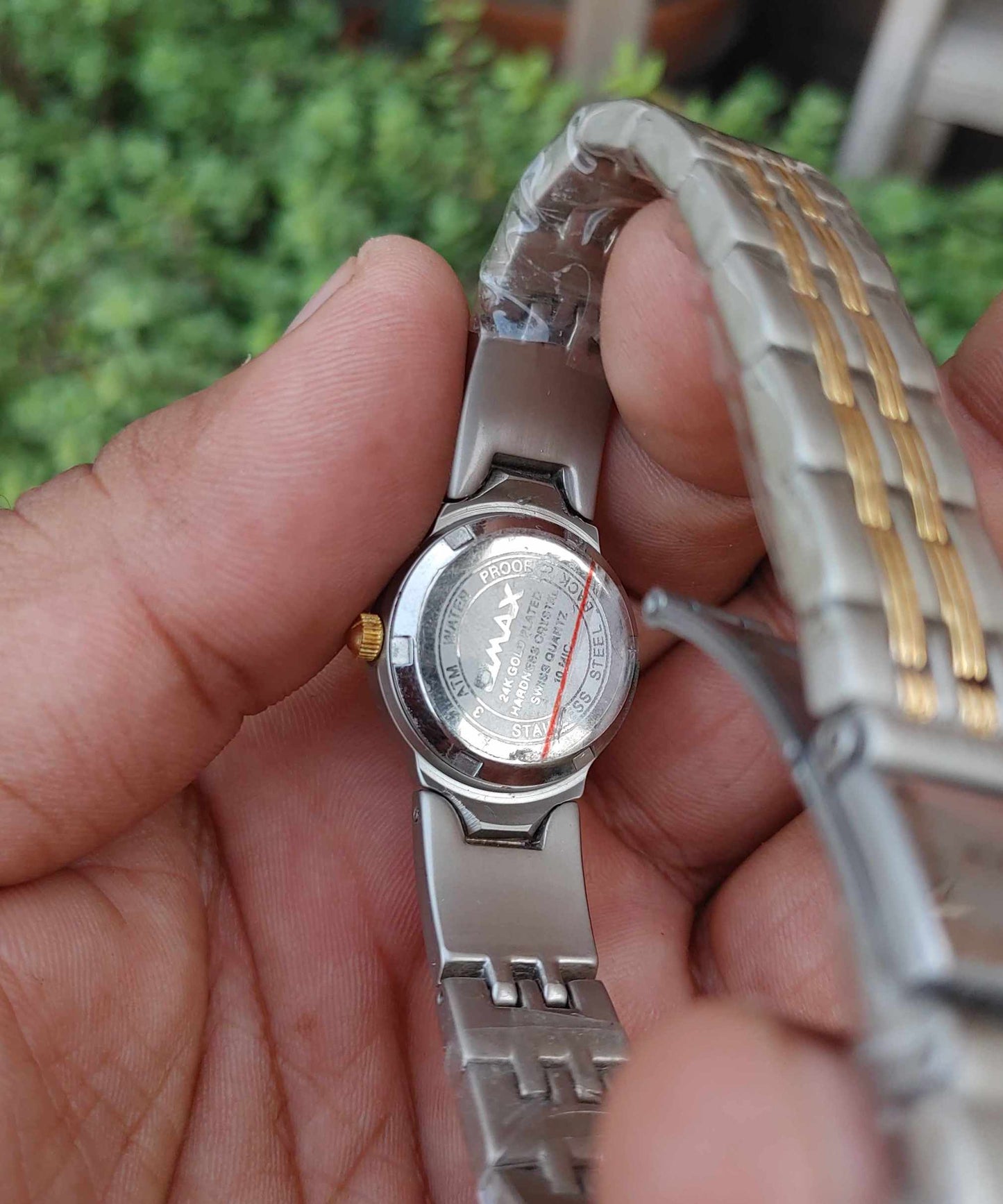Omax 24 Kerat Gold Plated Two Tone Watch For Women