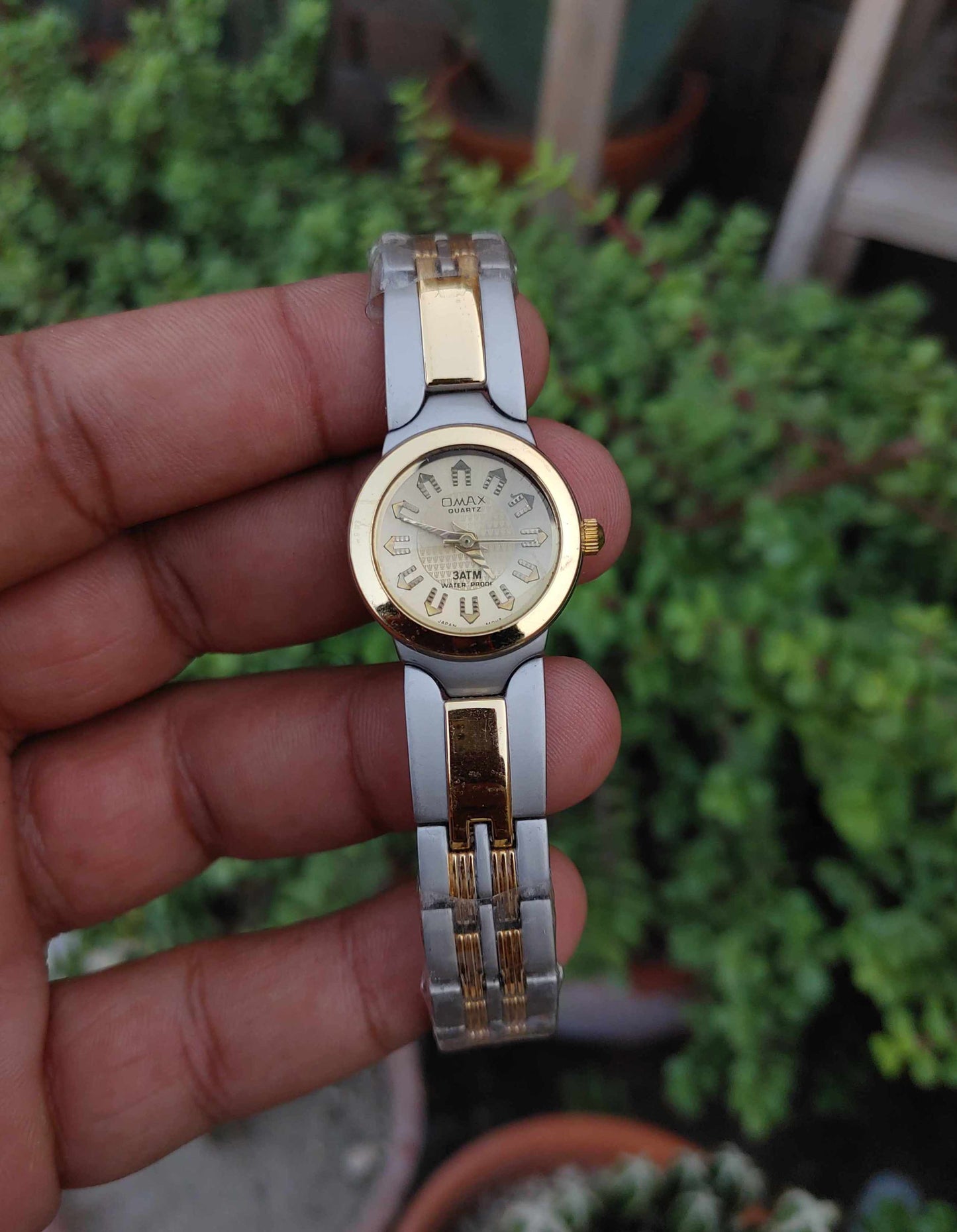 Omax 24 Kerat Gold Plated Two Tone Watch For Women