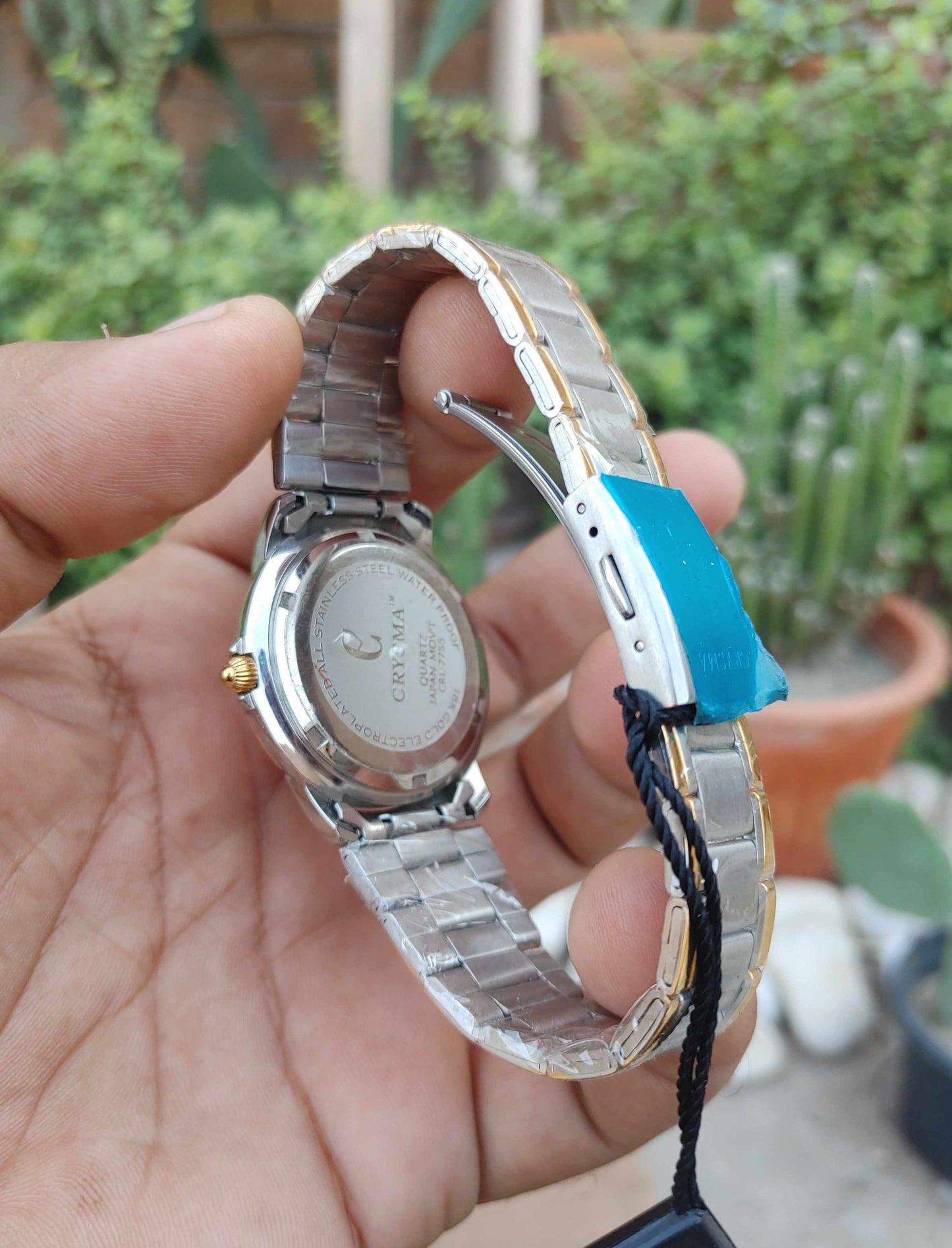 Crysma Two Tone Light Green dial Wrist Watch For Men