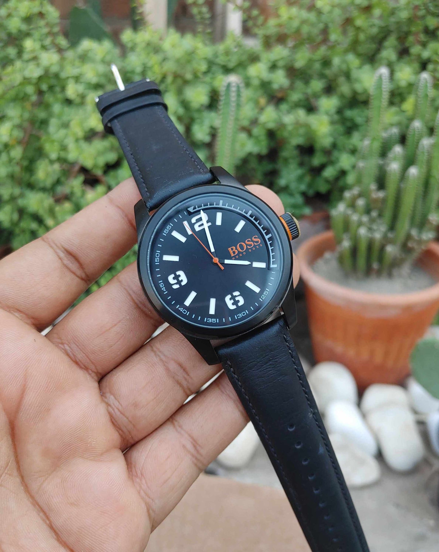 Hugo Boss Watch For Men In Leather Strap Classic Sports Watch