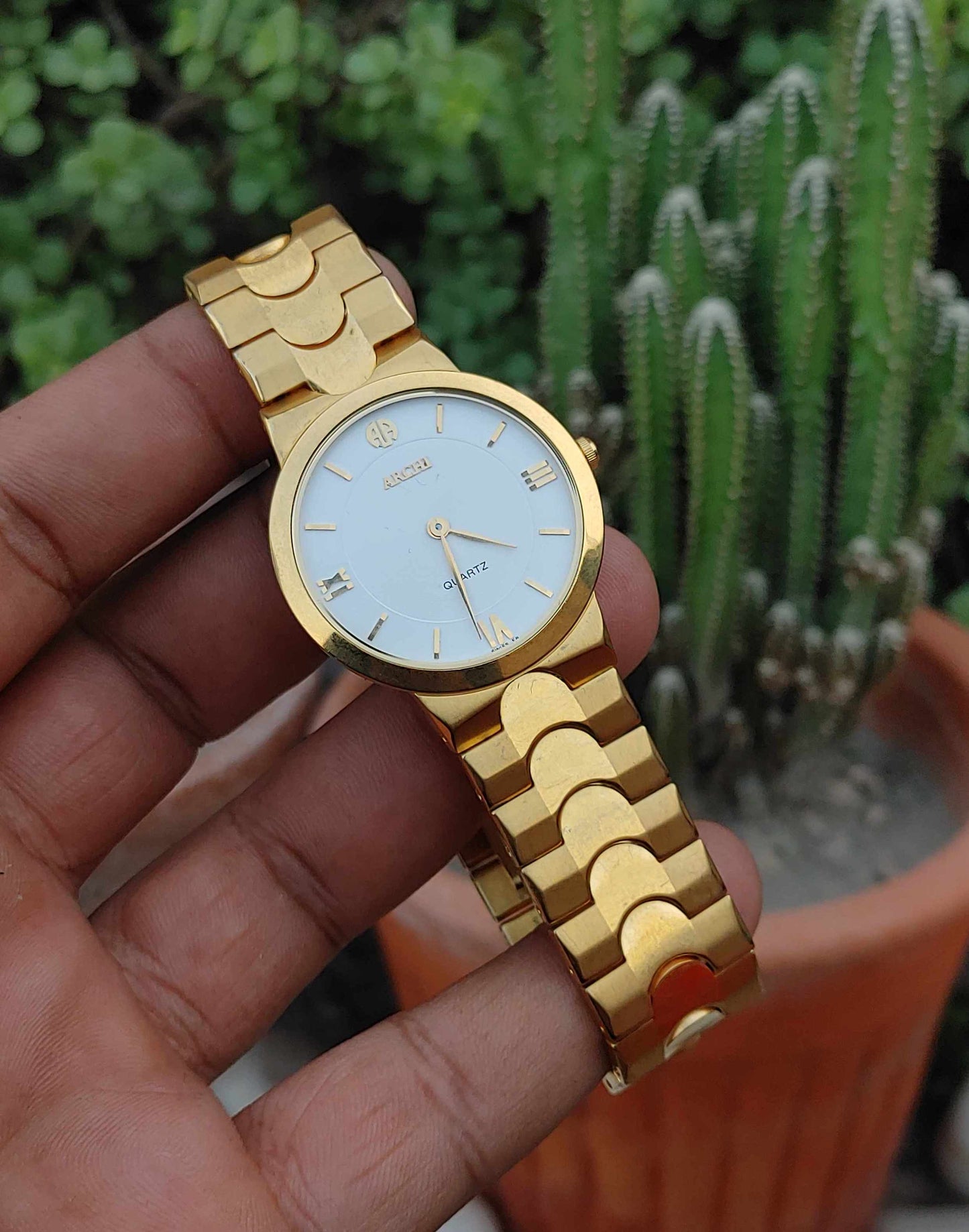 Archi Gold Plated Vintage Wrist Watch White Dial Swiss For Men