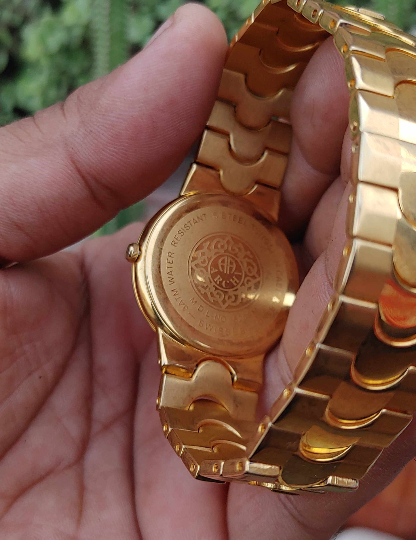 Archi Gold Plated Vintage Wrist Watch White Dial Swiss For Men