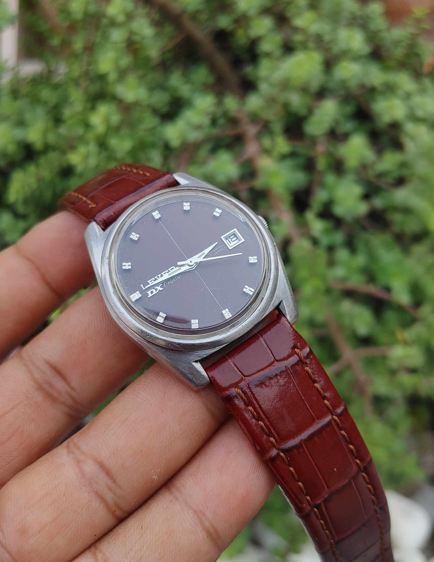 Lever By Seiko Vintage 70s Wrist Watch Leather Strap
