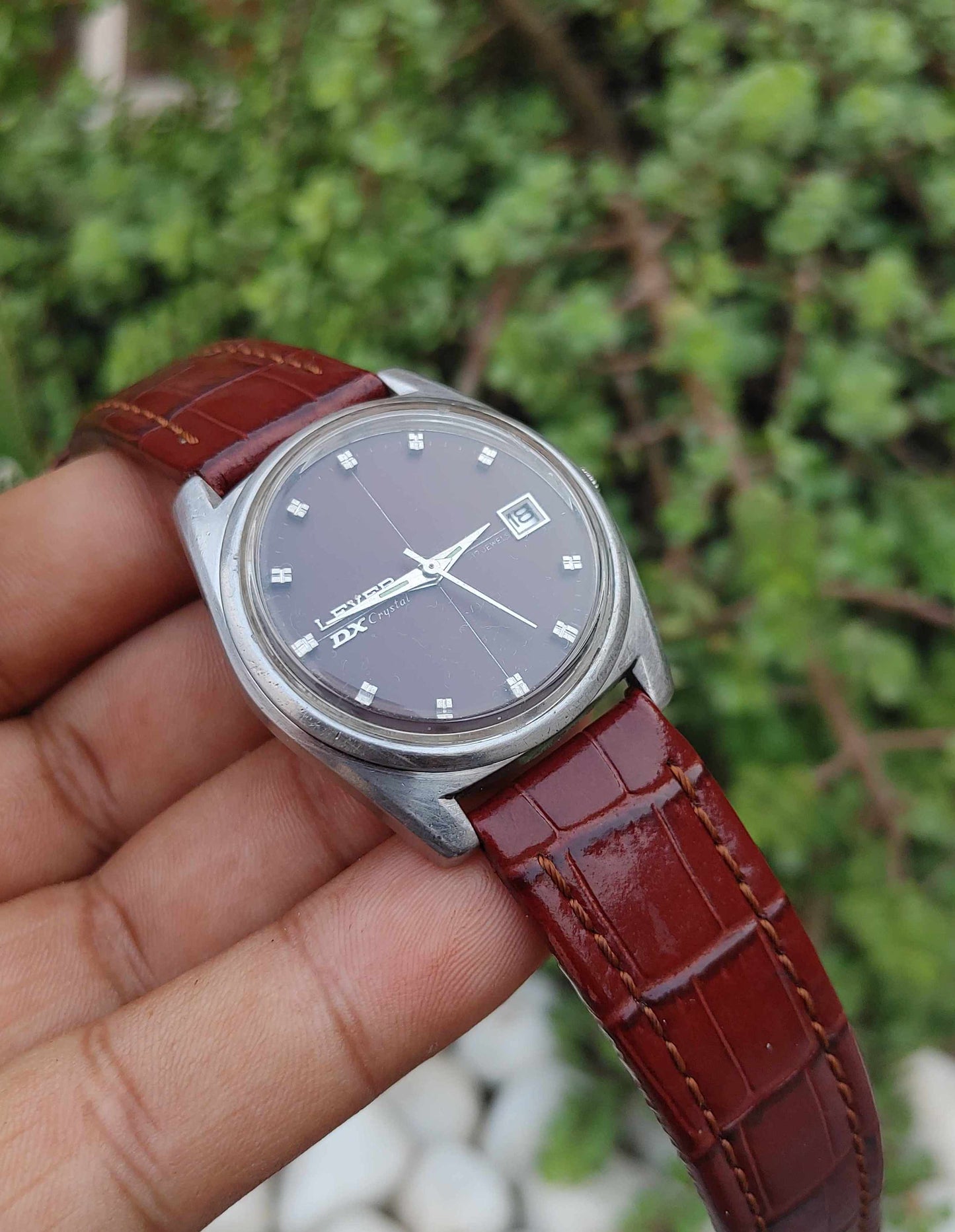 Lever By Seiko Vintage 70s Wrist Watch Leather Strap