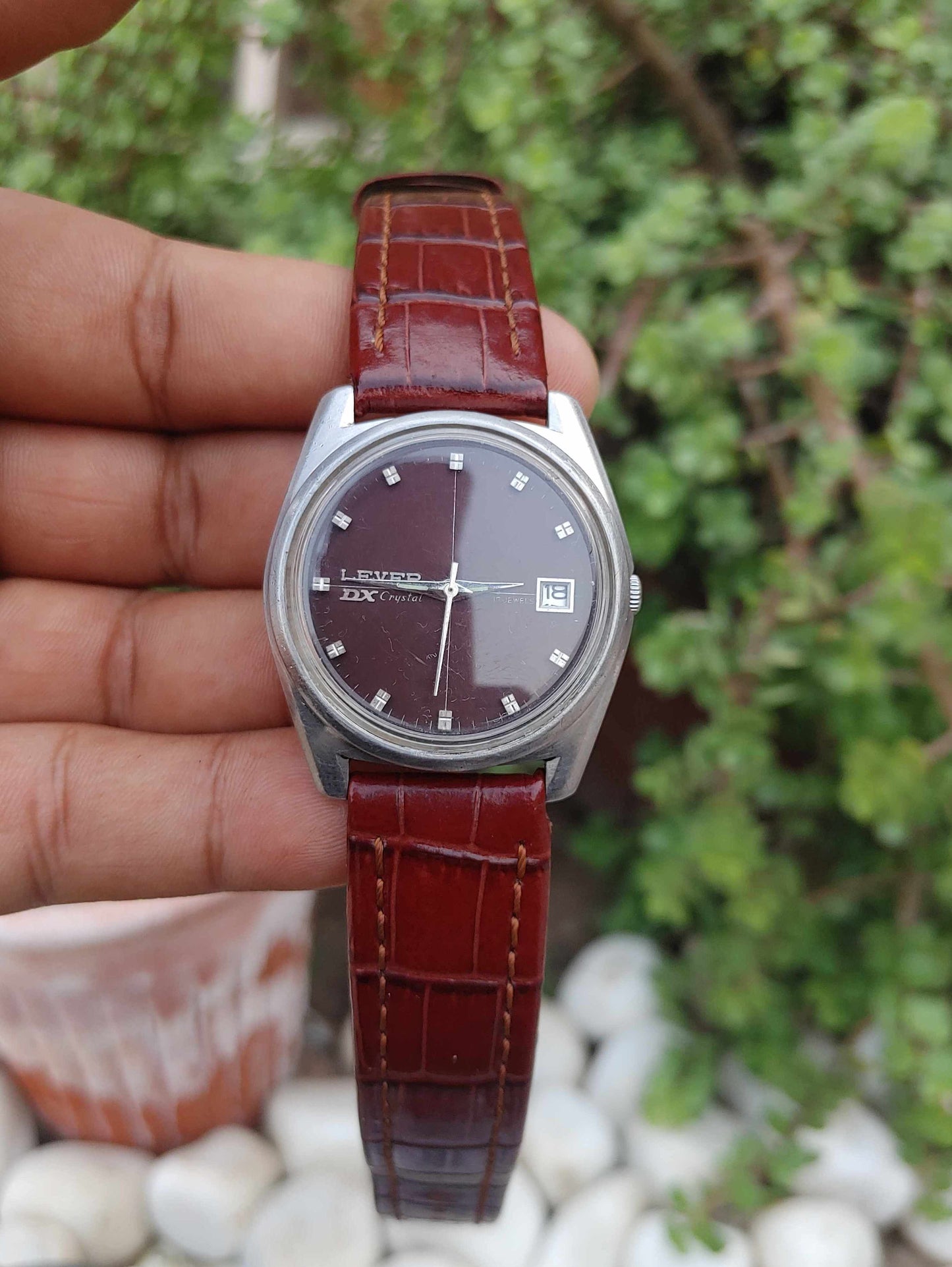 Lever By Seiko Vintage 70s Wrist Watch Leather Strap
