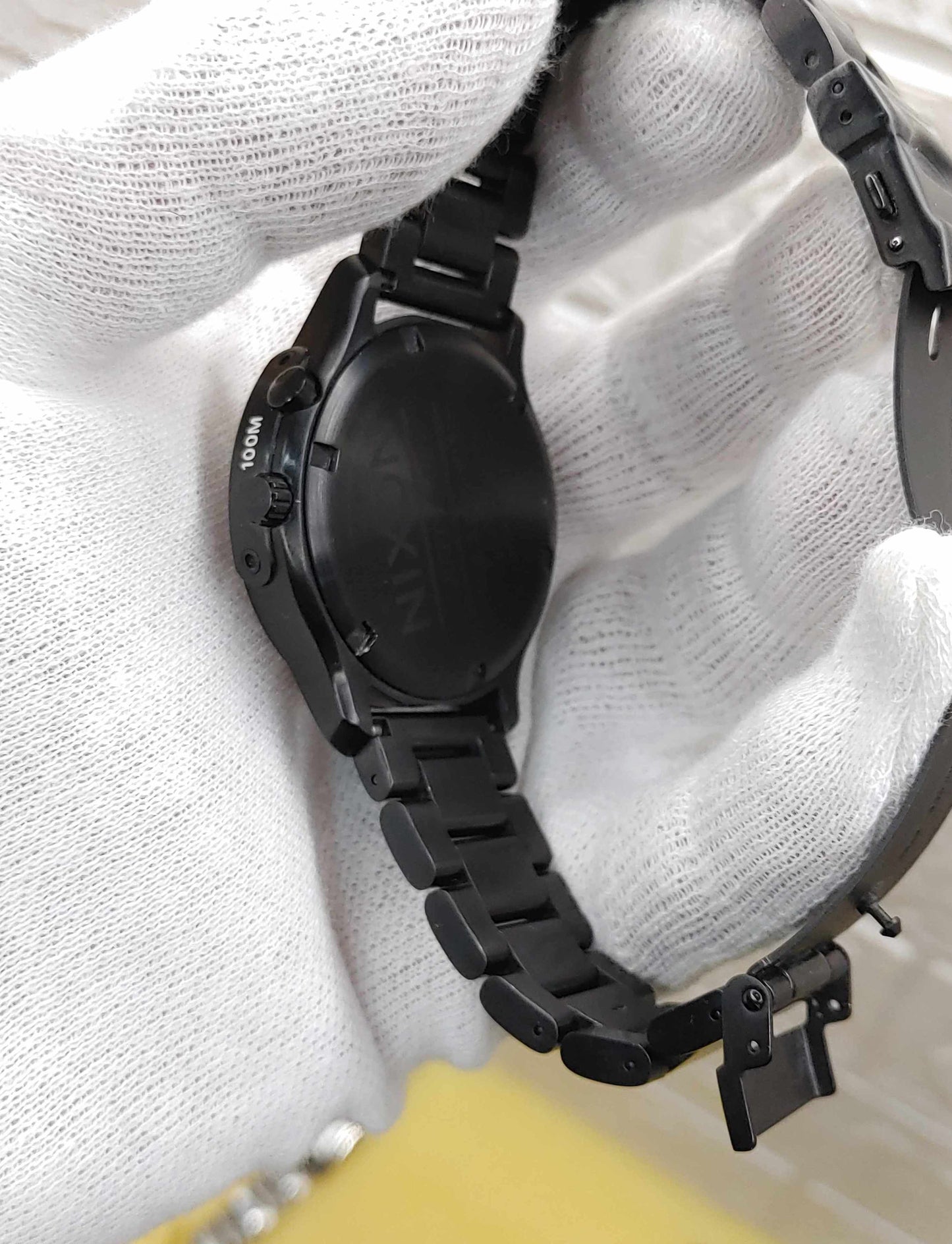 Nixon Black Stainless Steel Moonphase Watch For Men