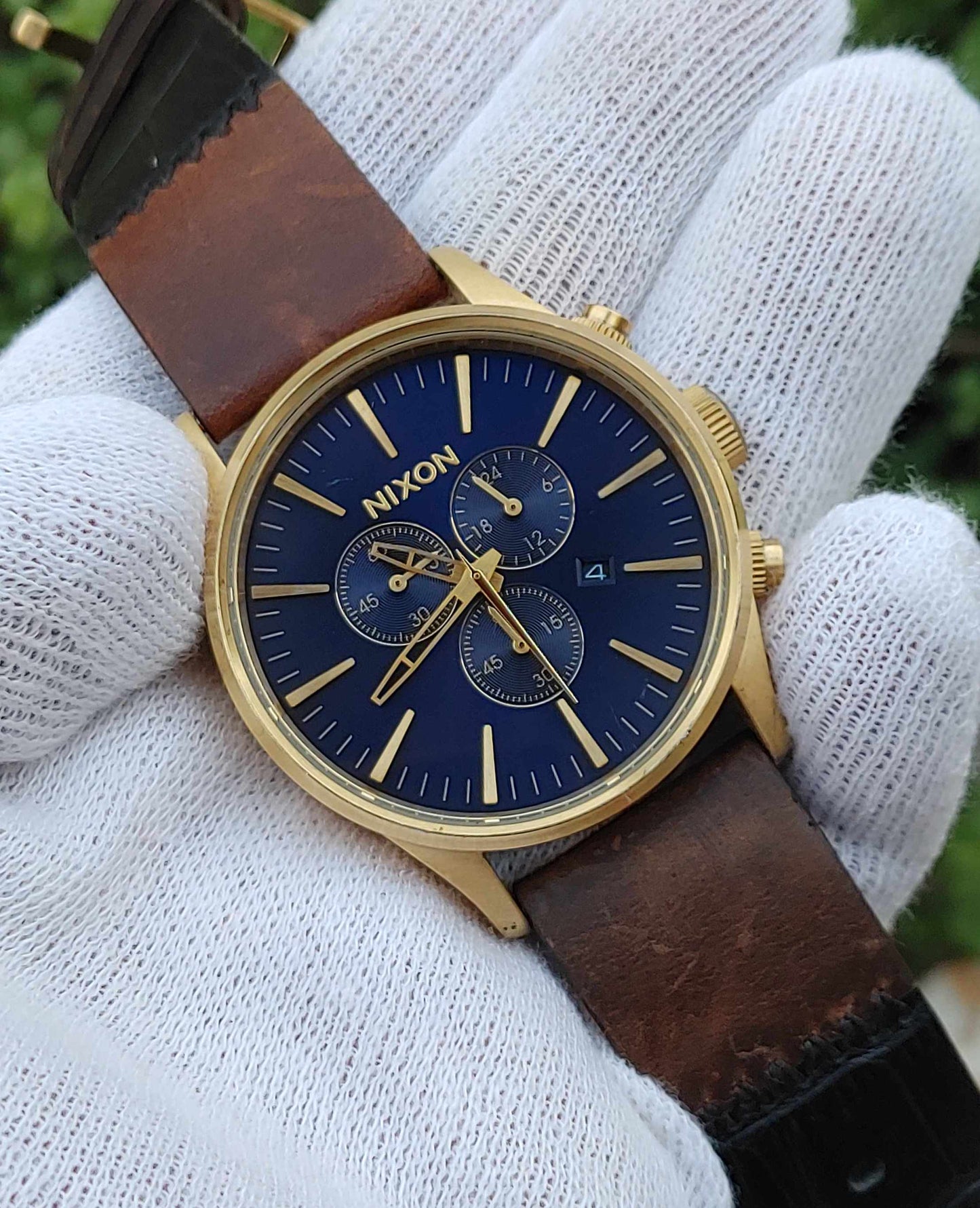 Nixon Blue Dial Gold Case Chornograph Watch For Men