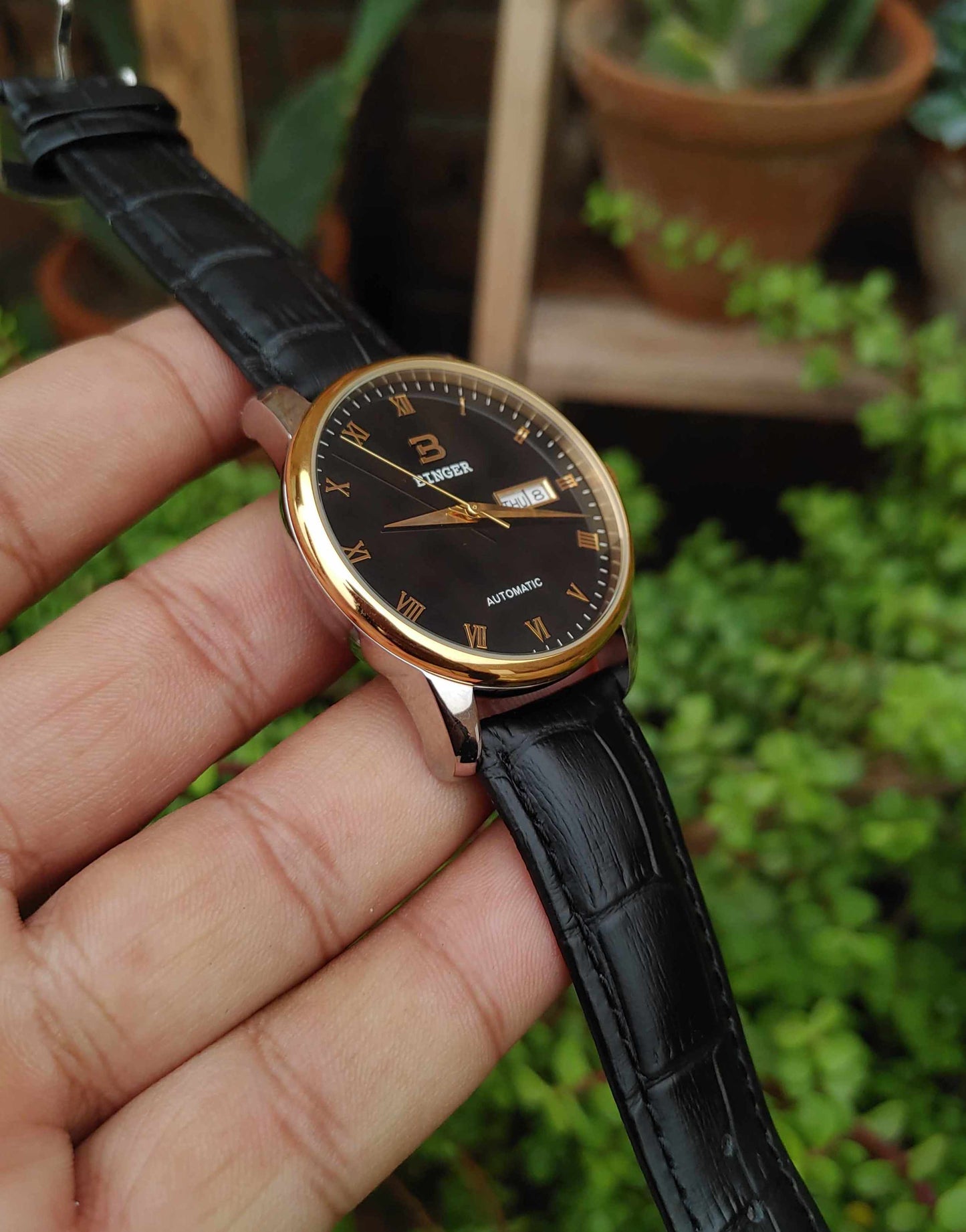 Binger Automatic Watch For Men in Black Dial