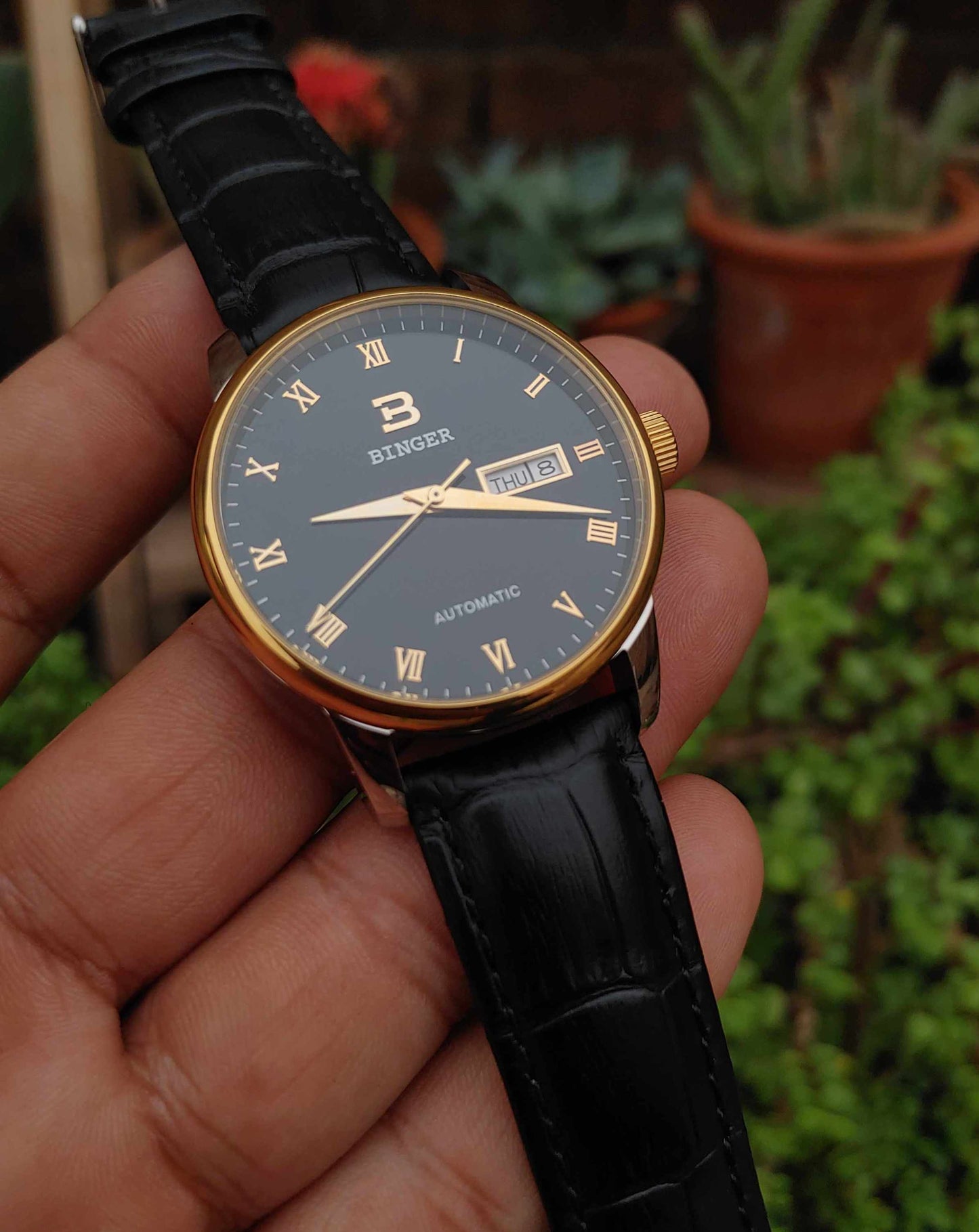 Binger Automatic Watch For Men in Black Dial