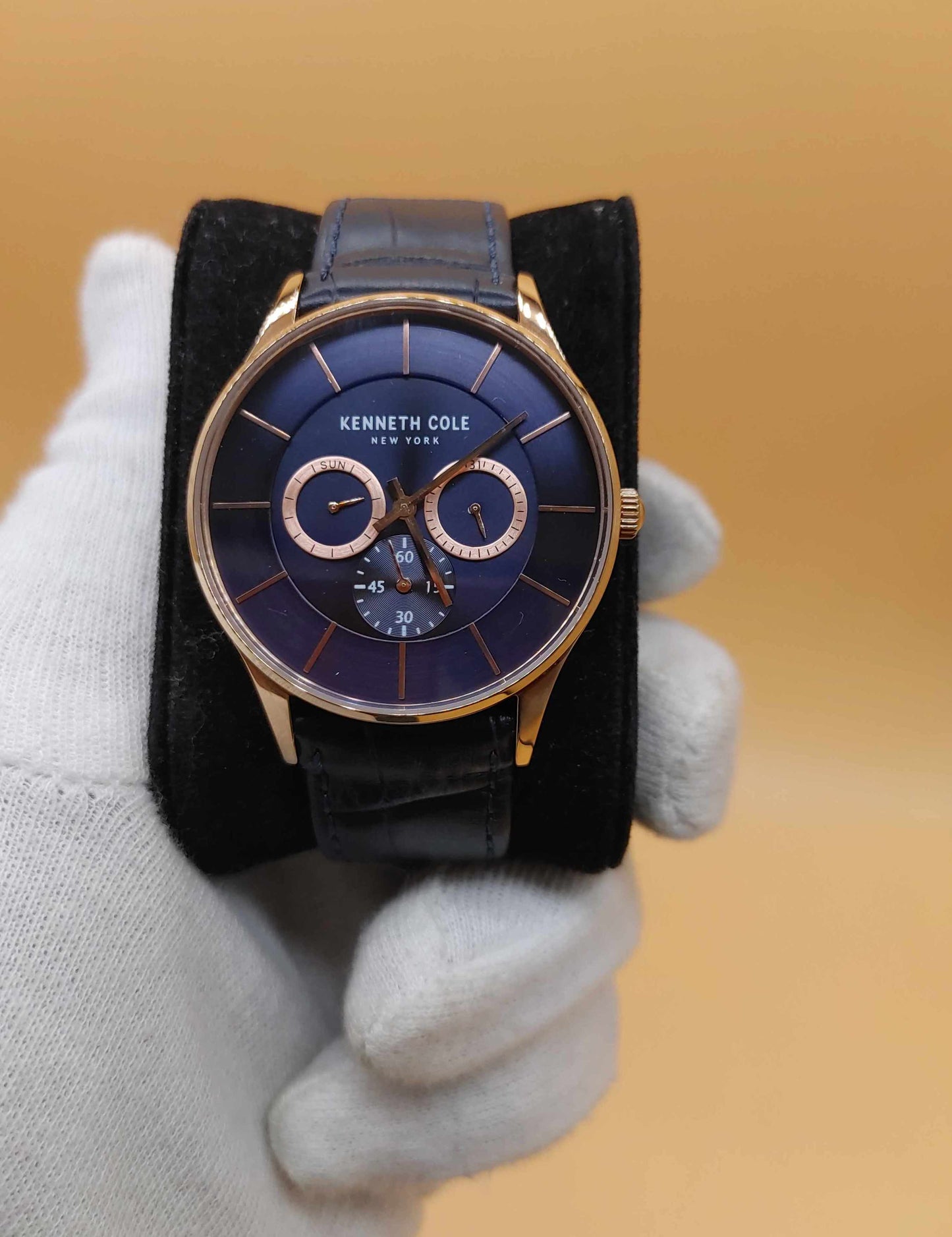 Kenneth Cole Watch Blue Leather Strap For Men in Date Graph Option