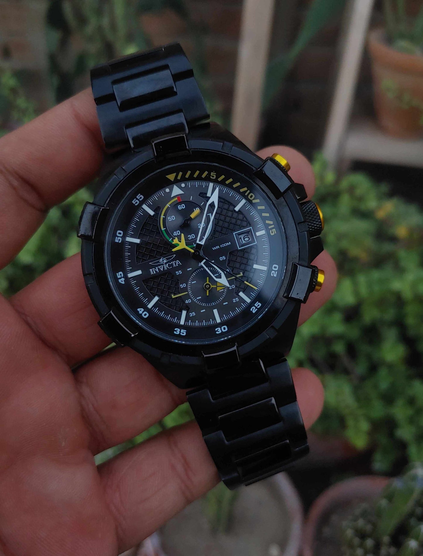 Invicta Black Chornograph 44mm Case Diameter Aviation Edition
