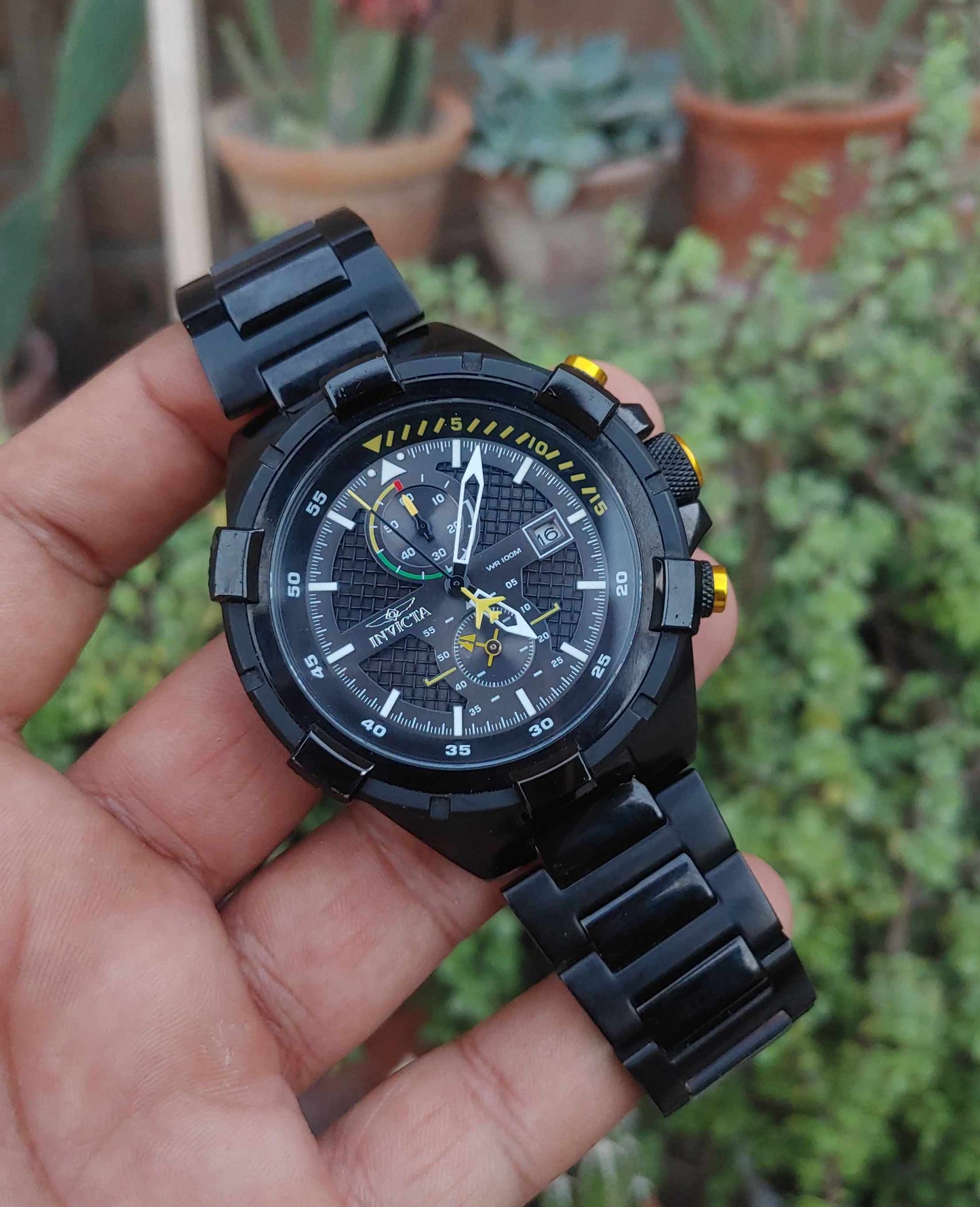 Invicta Black Chornograph 44mm Case Diameter Aviation Edition
