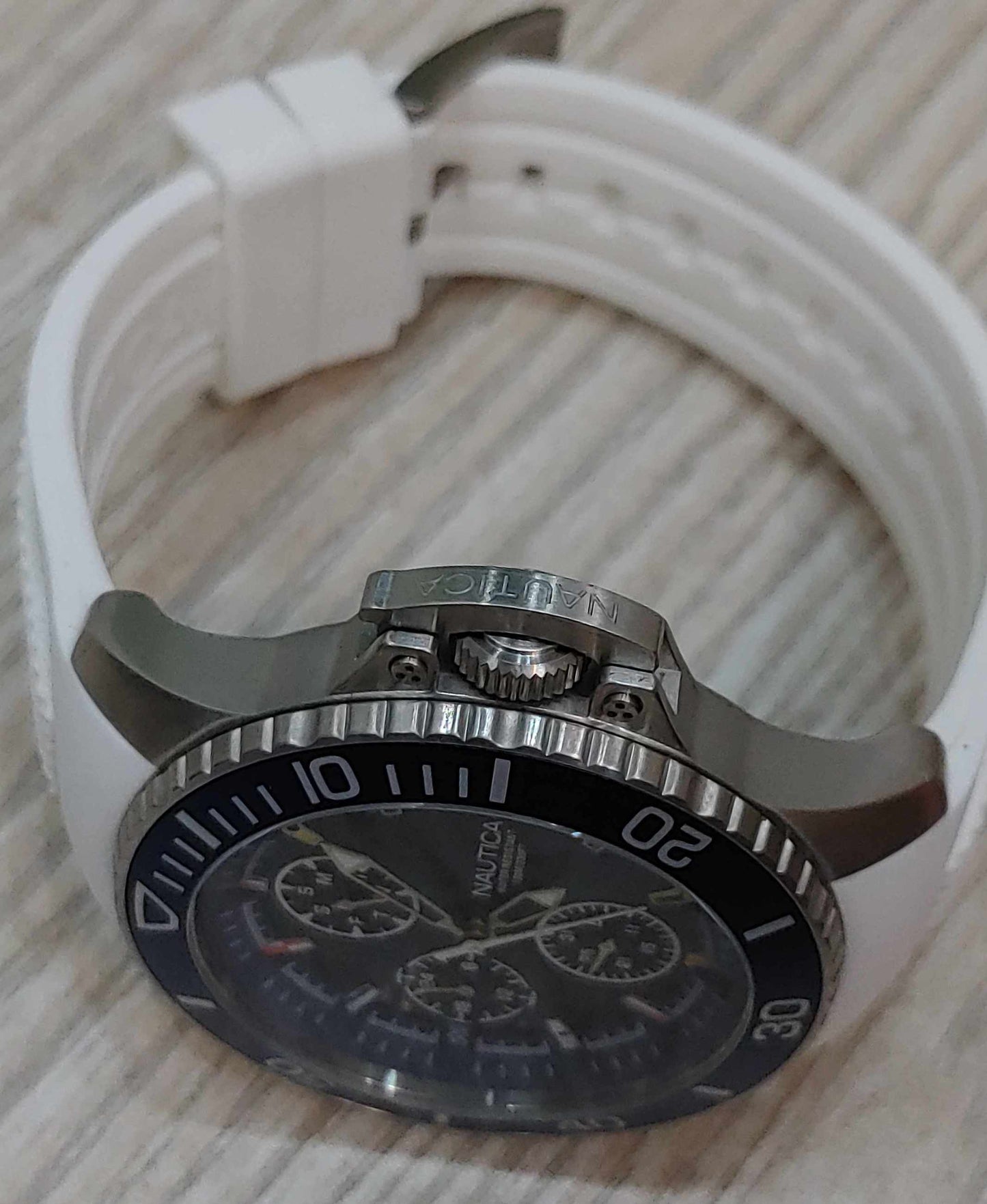 Nautica White Rubber Strap Chronograph Special Flag Edition Watch For Men