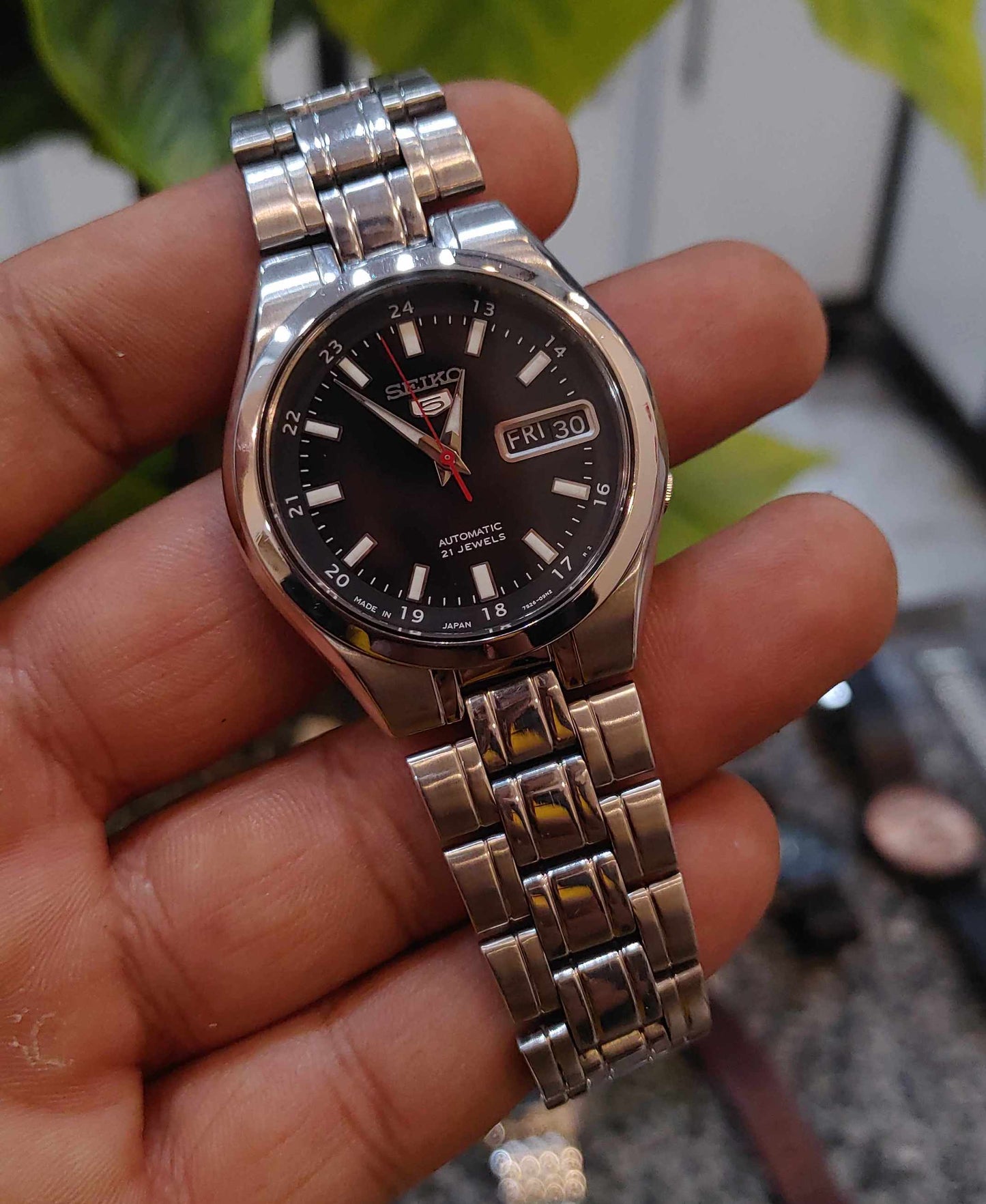 Seiko 5 Automatic Date and Day Watch For Men Black Dial