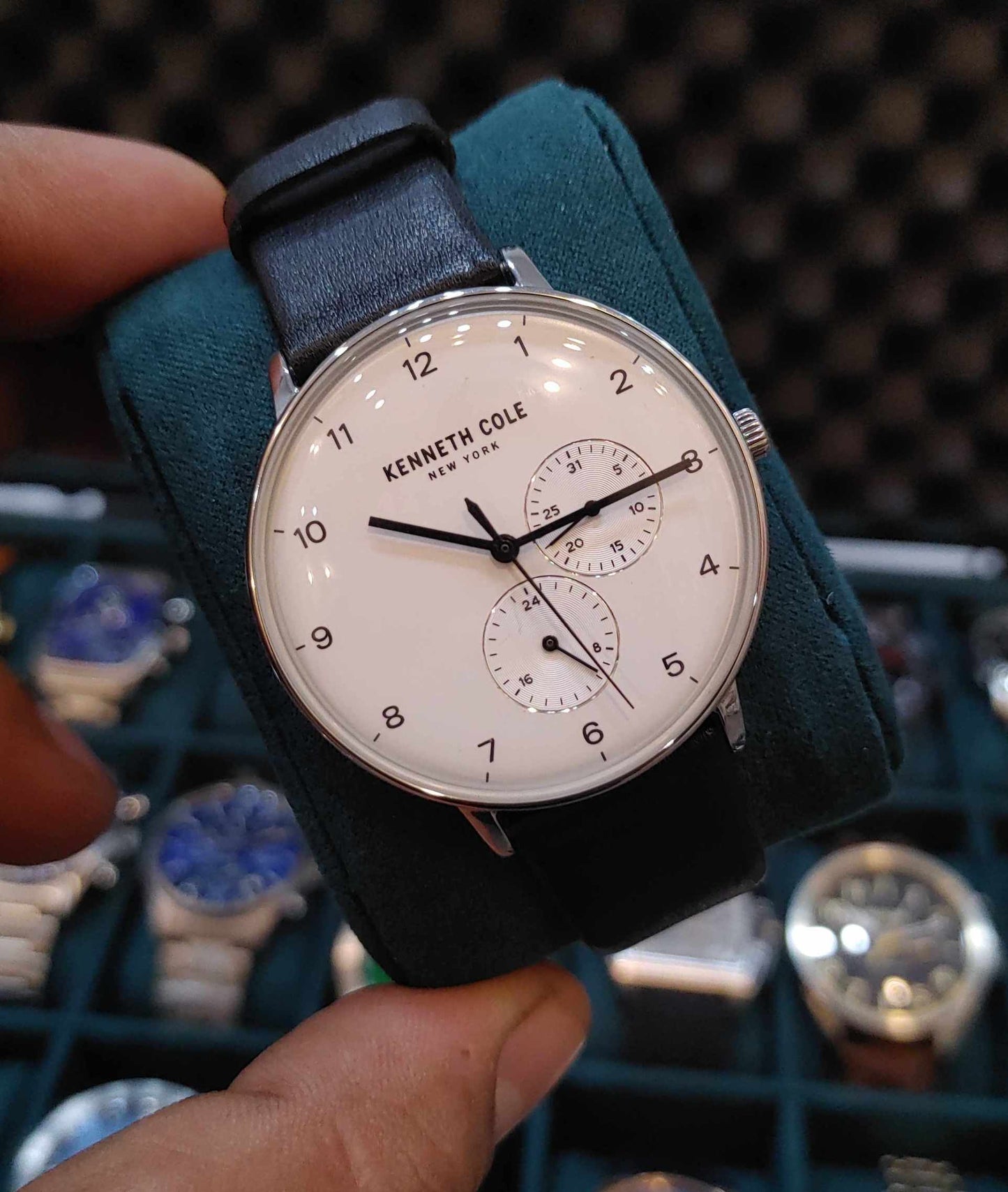 Kenneth Cole Multifunctional Slim Leather Strap Watch For Men