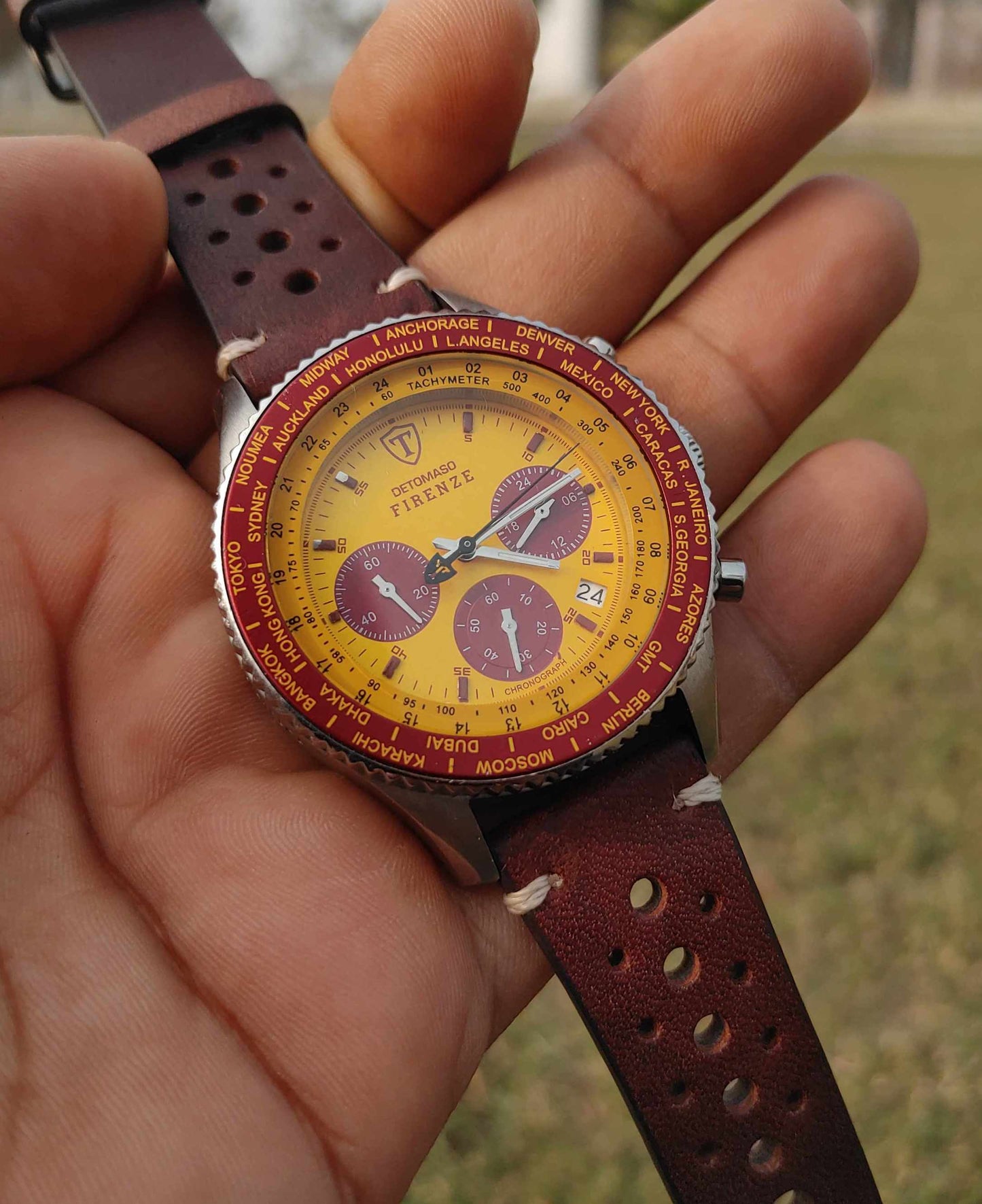 Detomaso Firenze Yellow Dial Chornograph Watch For Men
