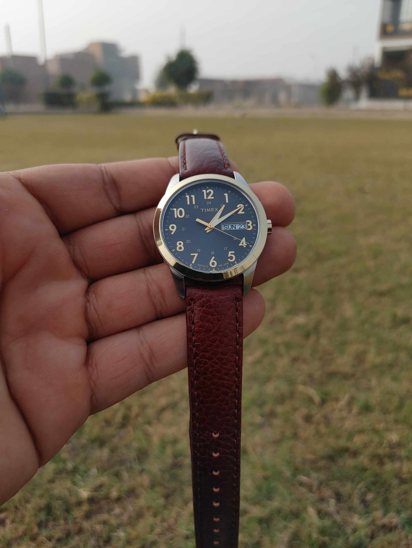 Timex Two Tone Leather Strap Wrist Watch For Men