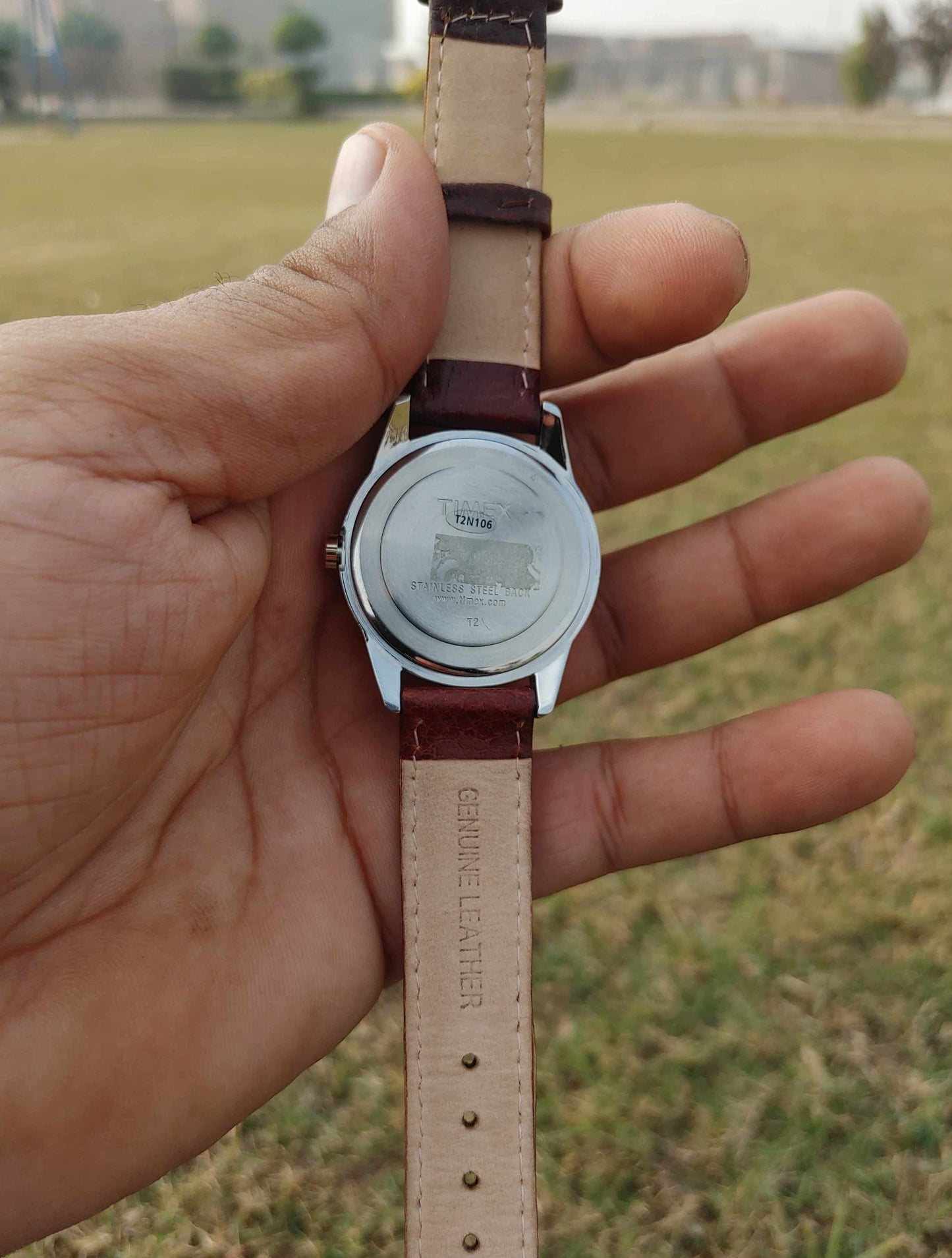 Timex Two Tone Leather Strap Wrist Watch For Men