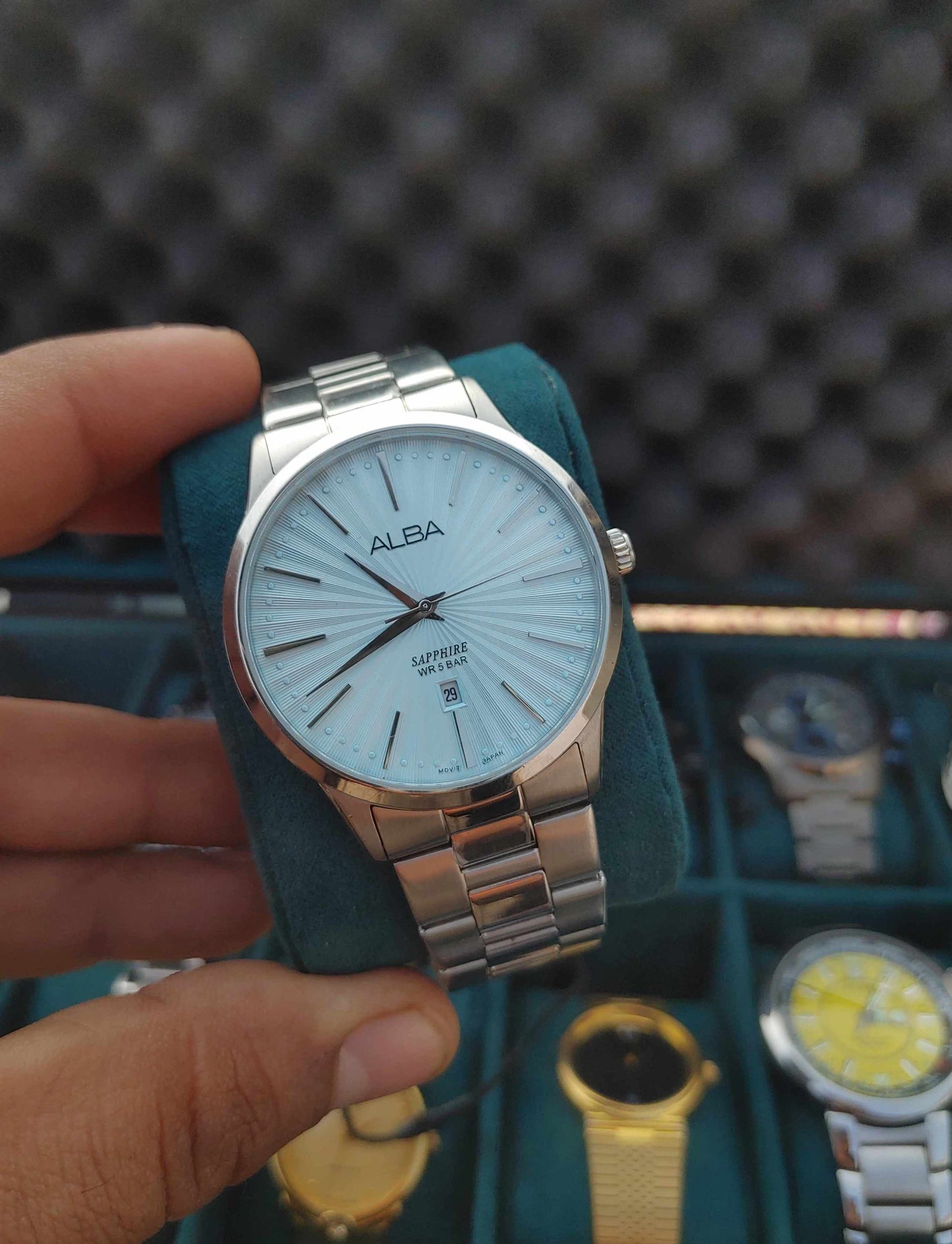 Alba By Seiko Stainless Steel Watch For Men Sky Blue Dial