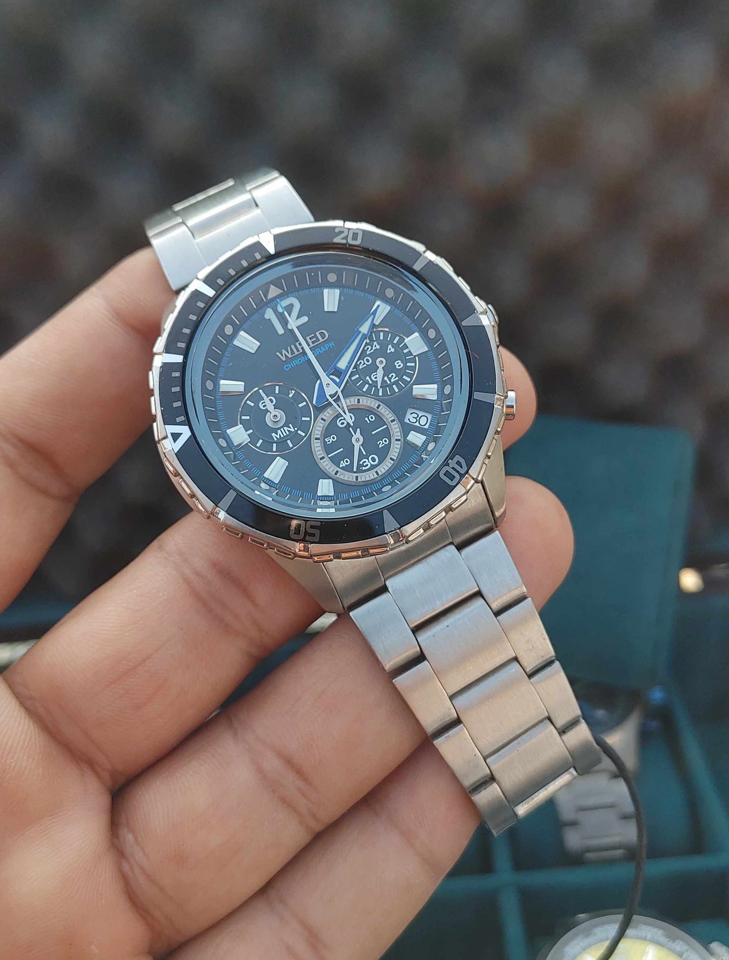 Wired Black Dial Stainless-steel Chronograph Watch 42mm Case Diameter For Men