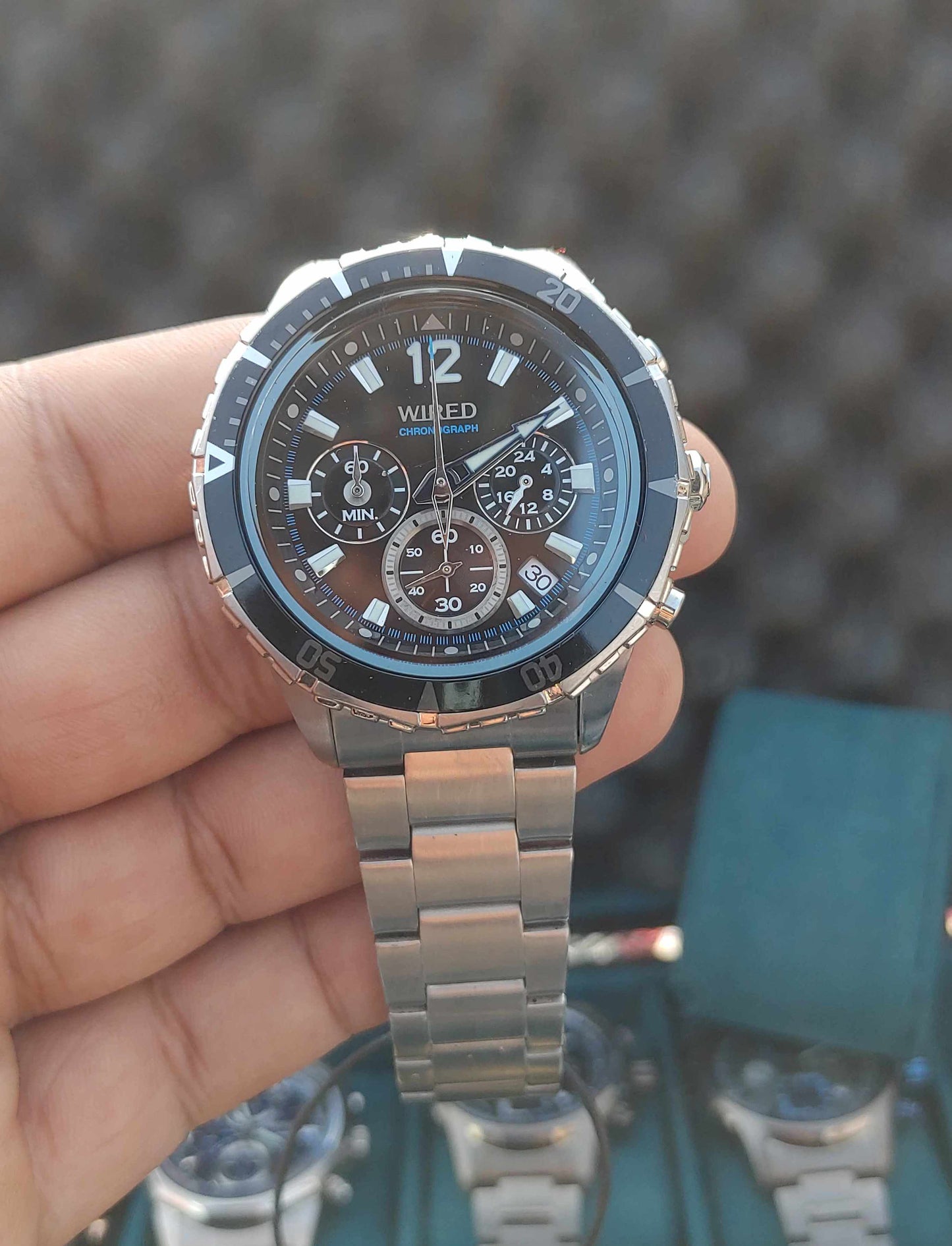 Wired Black Dial Stainless-steel Chronograph Watch 42mm Case Diameter For Men