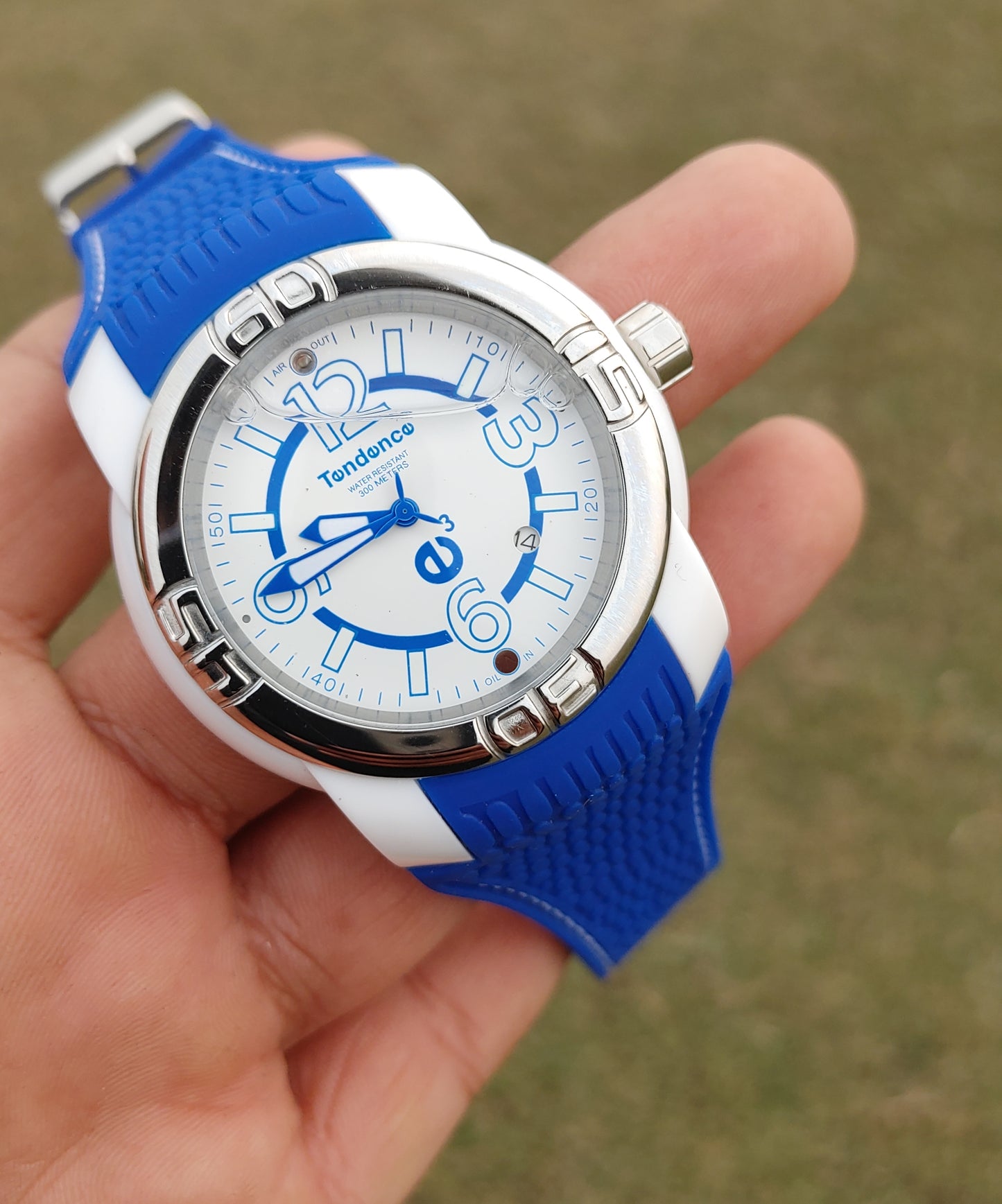 Tenedence Watch For Men with Water Scale Dial Blue Rubber Strap