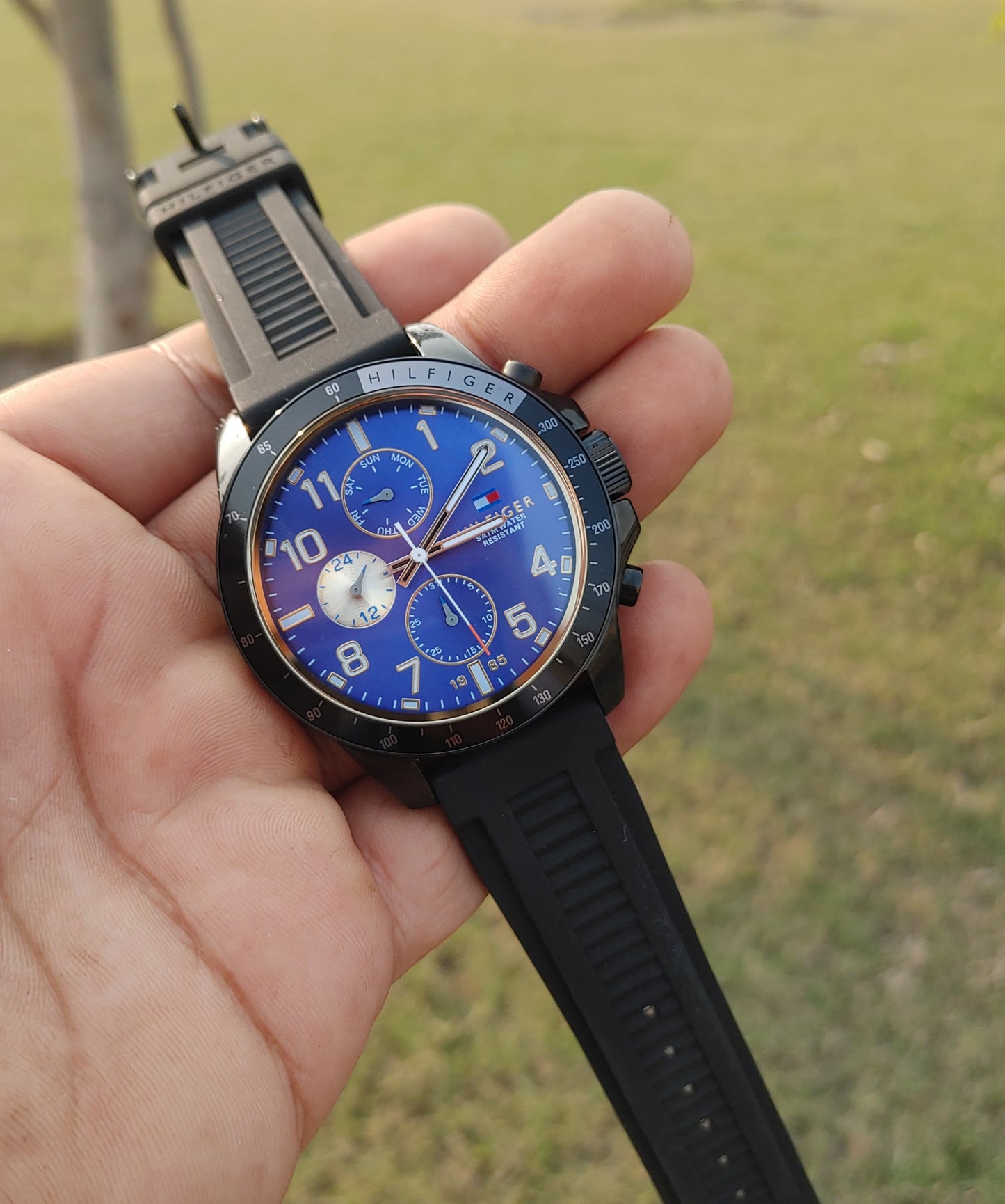 Tommy Hilfiger Black Case 42mm Case Diameter Date o Graph Watch For Men